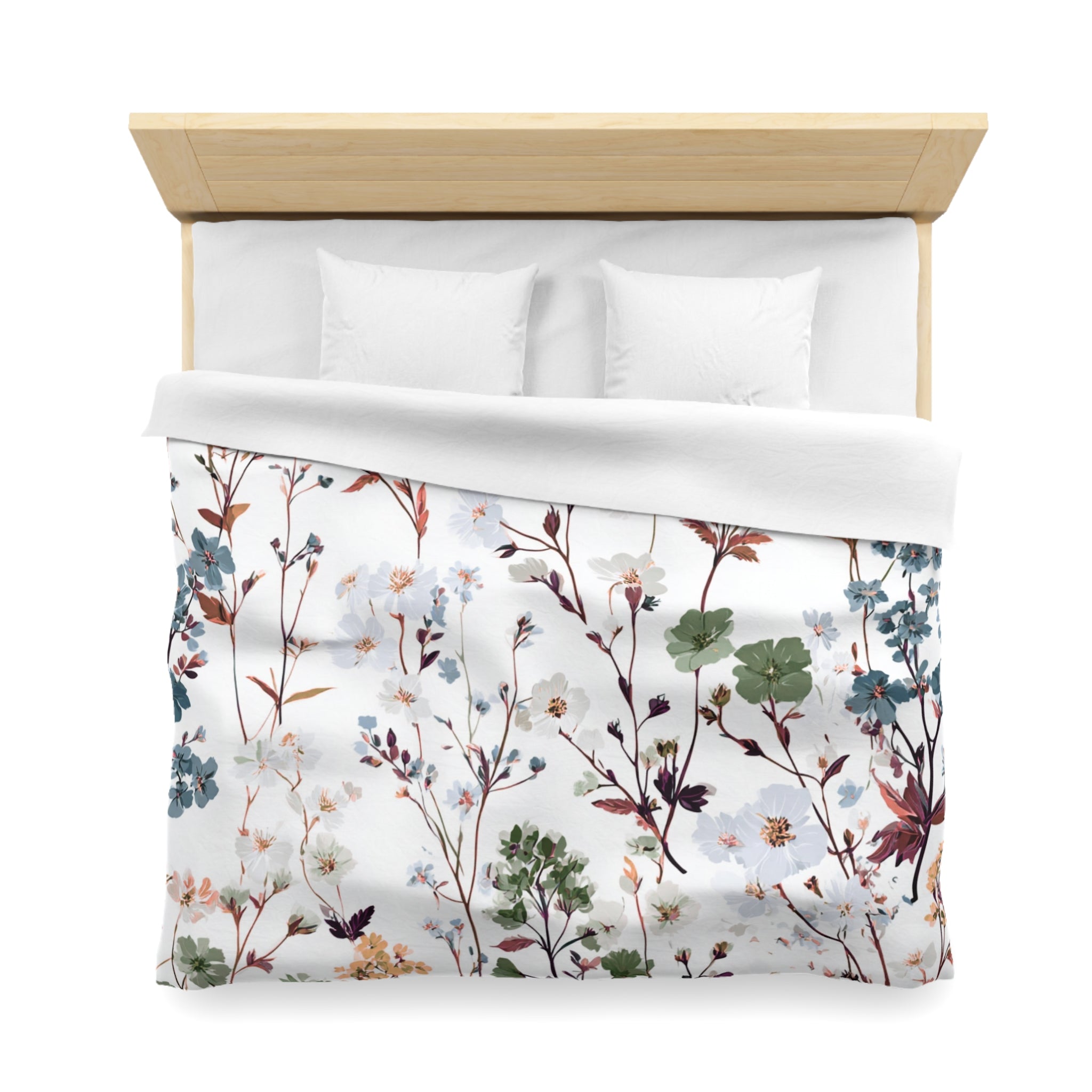Floral Modern Duvet, Pillow Cover | White Pink Bedroom Decor