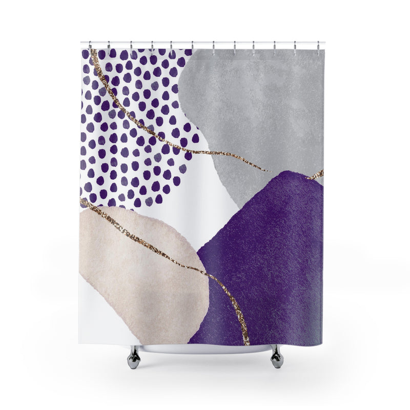 Boho Abstract Shower Curtain | Modern Grey, Lilac Purple Beige