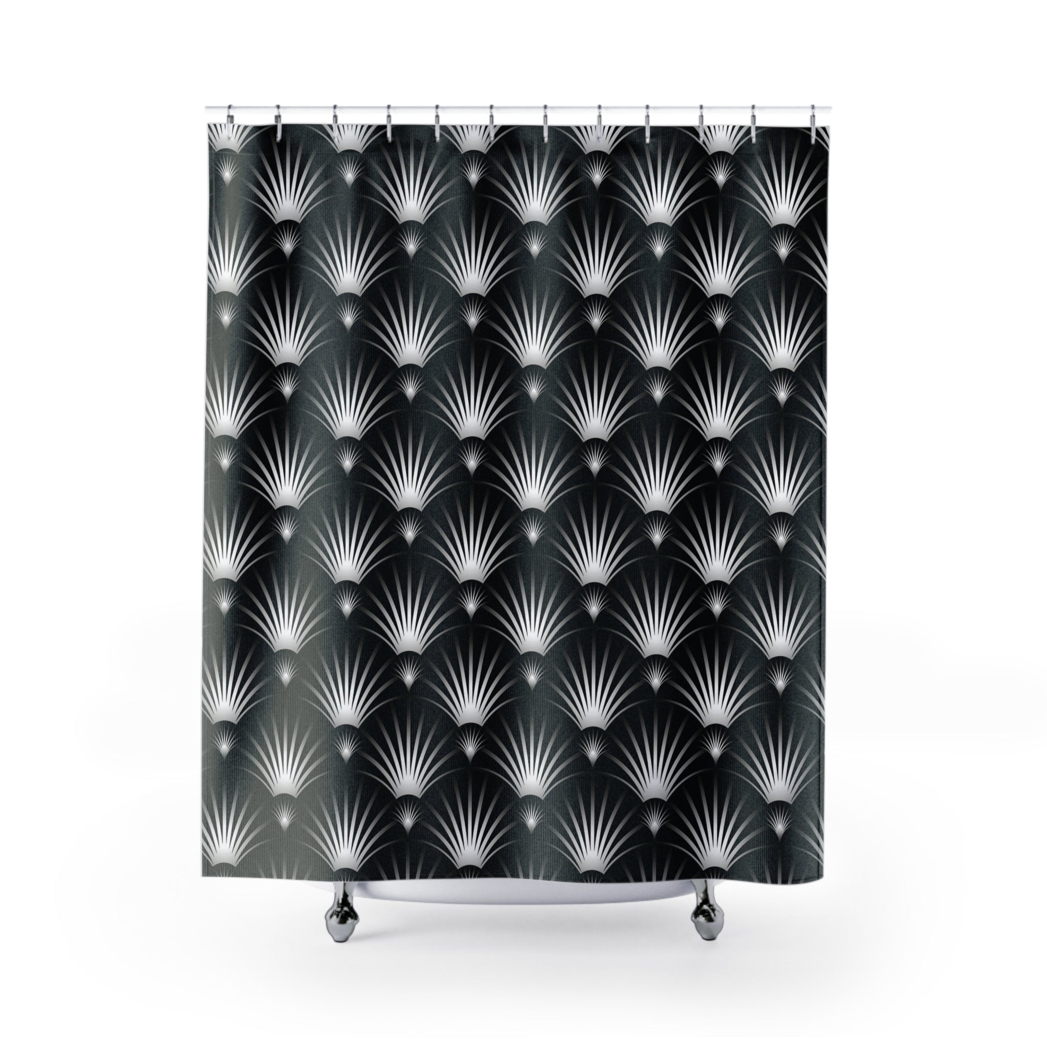 Boho Art Deco Shower Curtain | Black White Art Nouveau