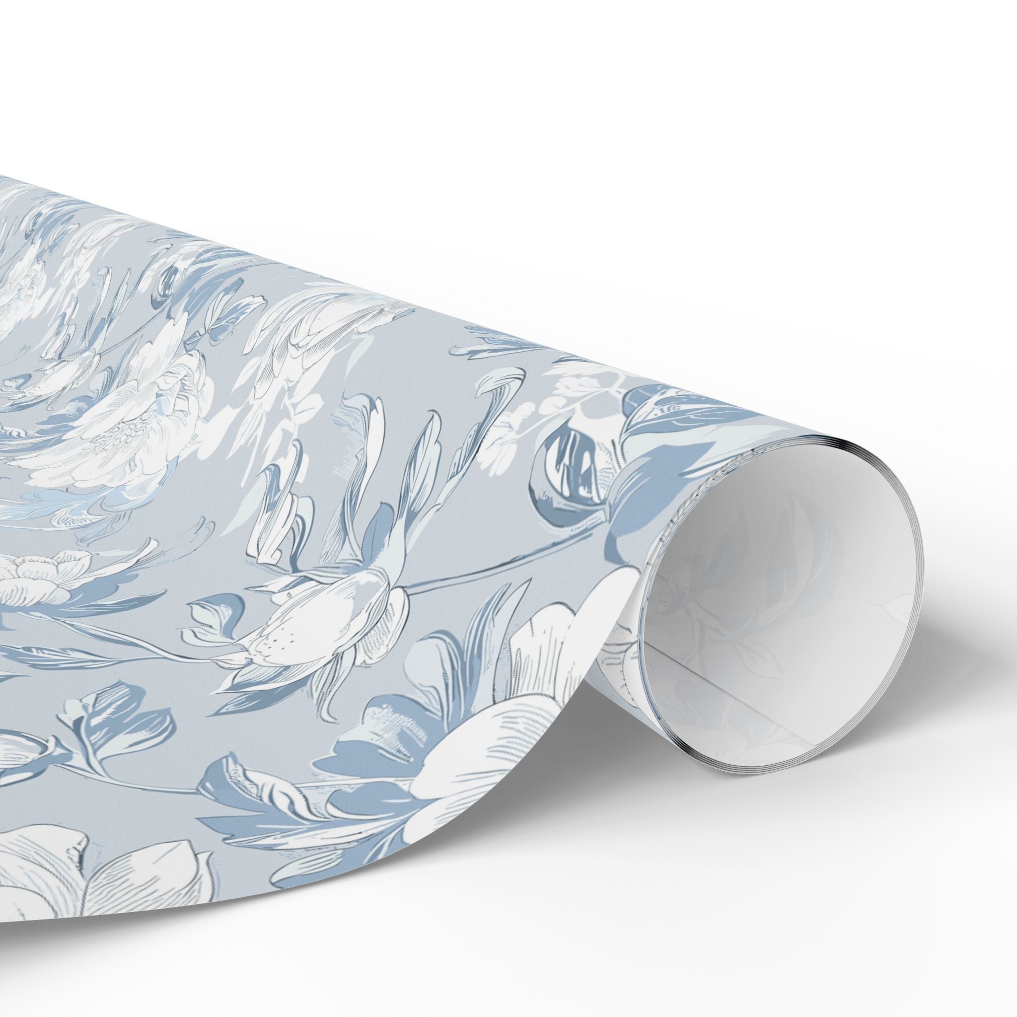 Floral Wrapping Papers, Light Blue Botanical Gift Wrapping for the Holidays, Birthdays