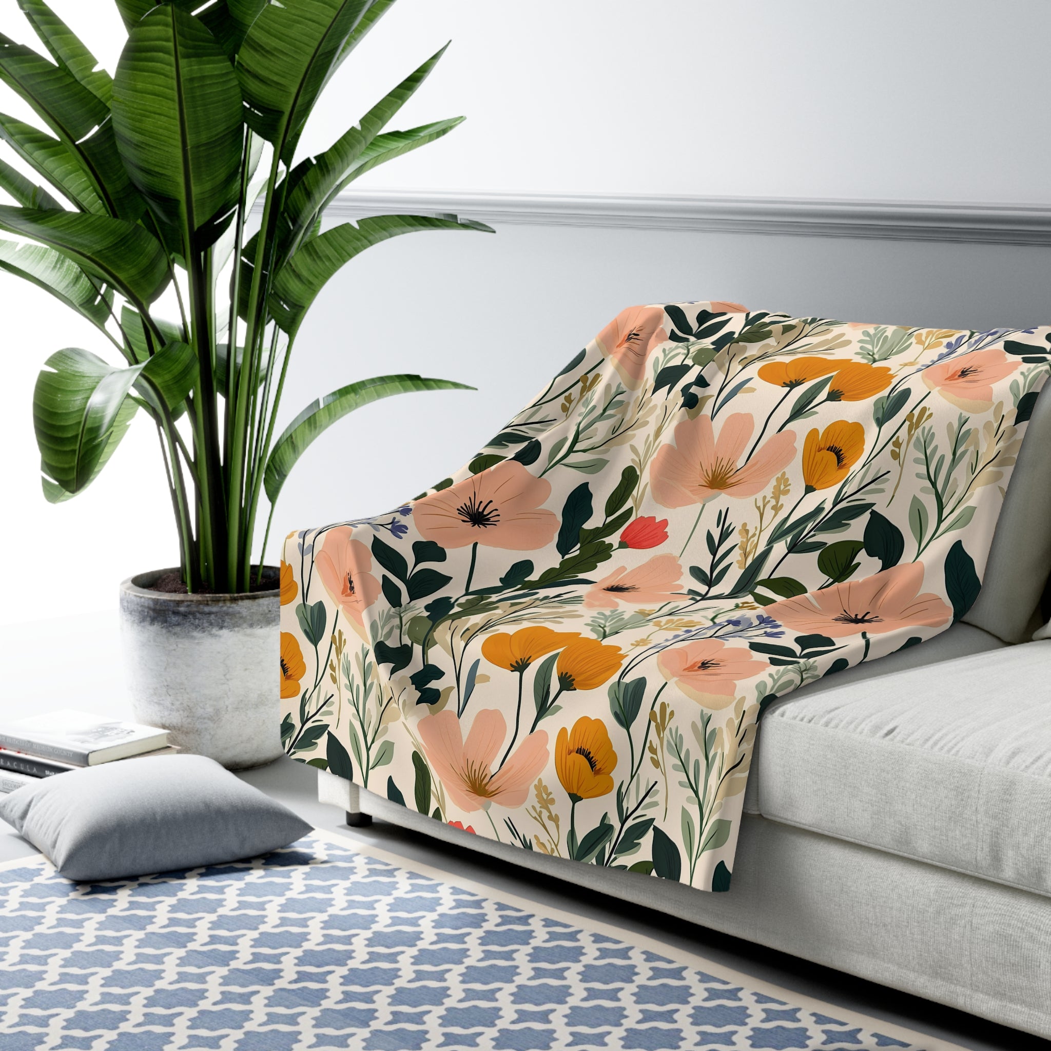 Abstract Floral Throw Blanket | Shabby Core Botanical