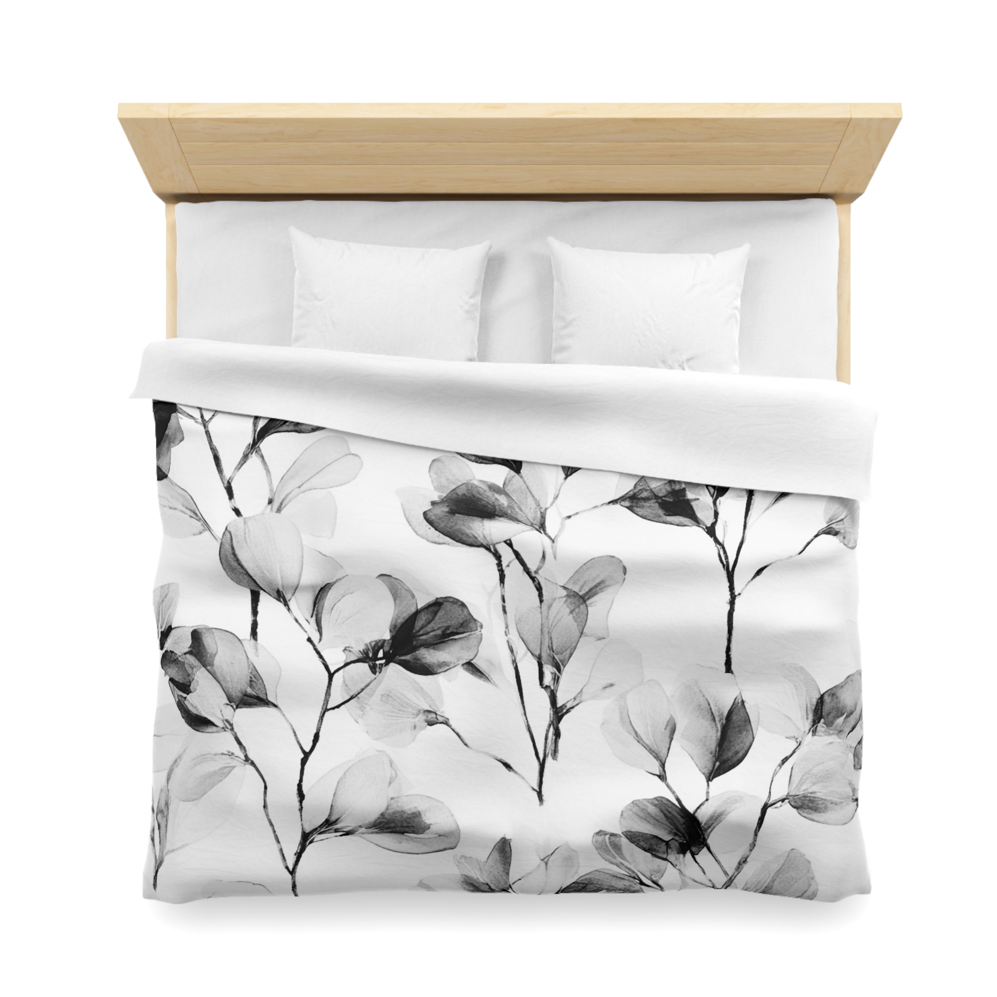Floral Duvet, Pillow Cover | White Grey Bedroom Decor