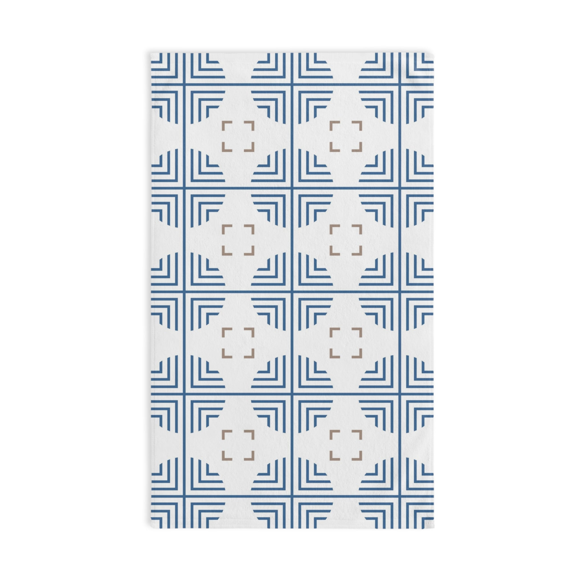 Kitchen, Bath Hand Towel | Art Deco Blue, White, Beige