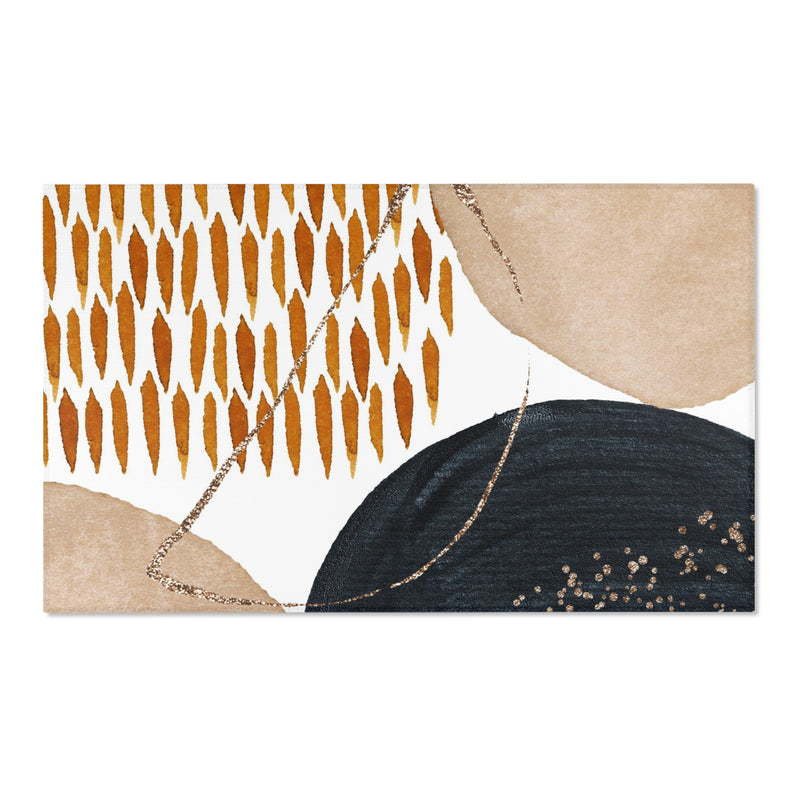 Abstract Floral Area Rug | Beige Rust Black