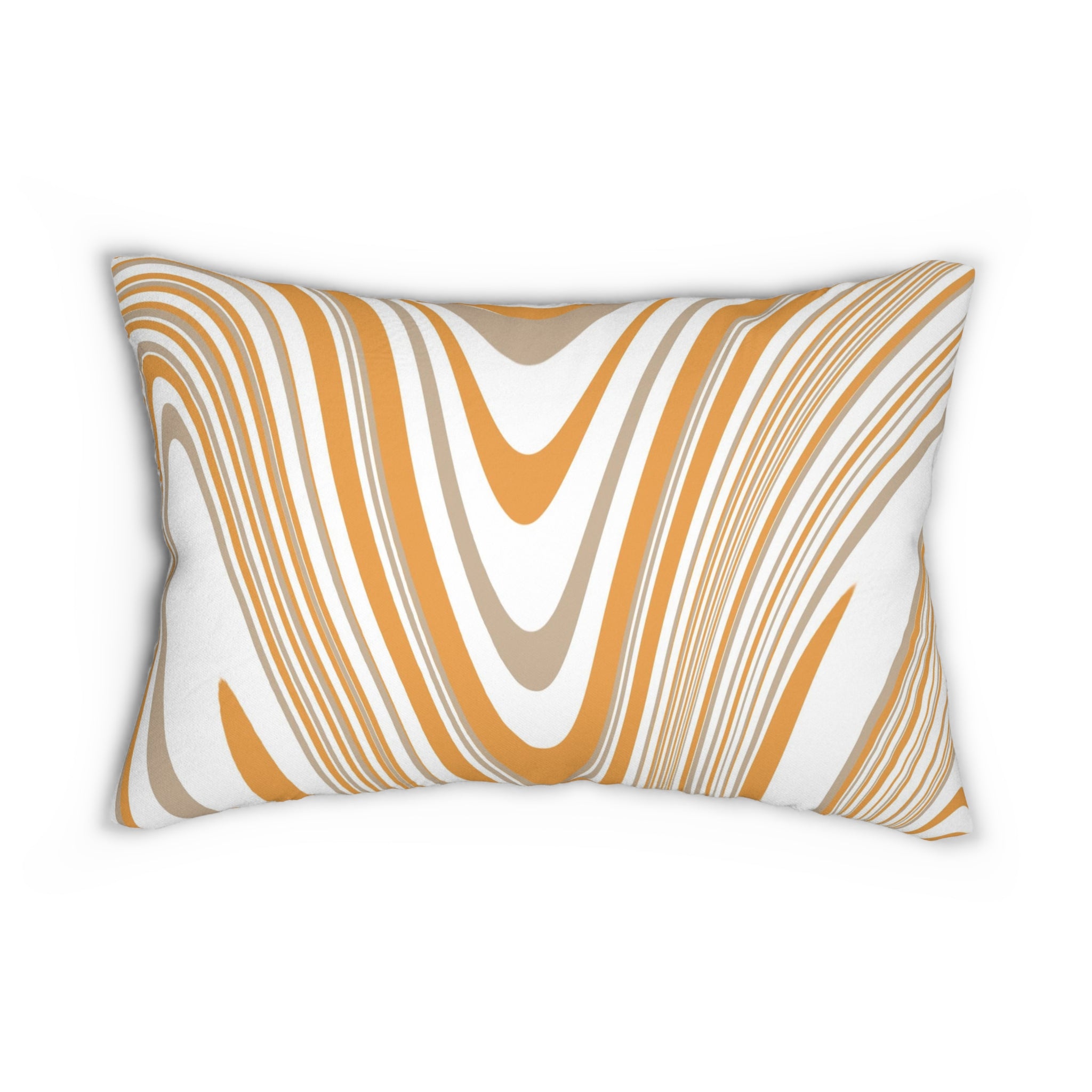 Abstract Lumbar Pillow | Orange Beige White