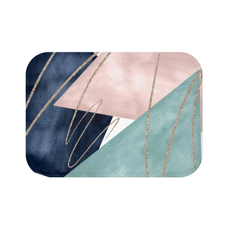 Abstract Bath Mat | Navy Teal Blue, Blush Pink