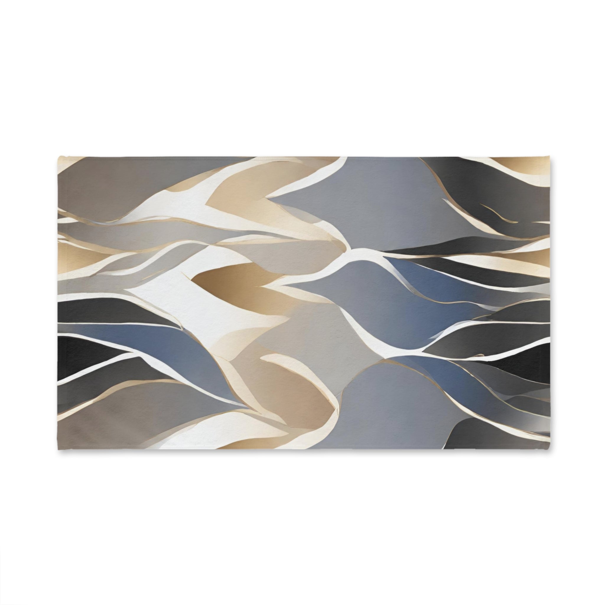 Abstract Kitchen, Bath Hand Towel | Grey Blue, Muted Gold Beige