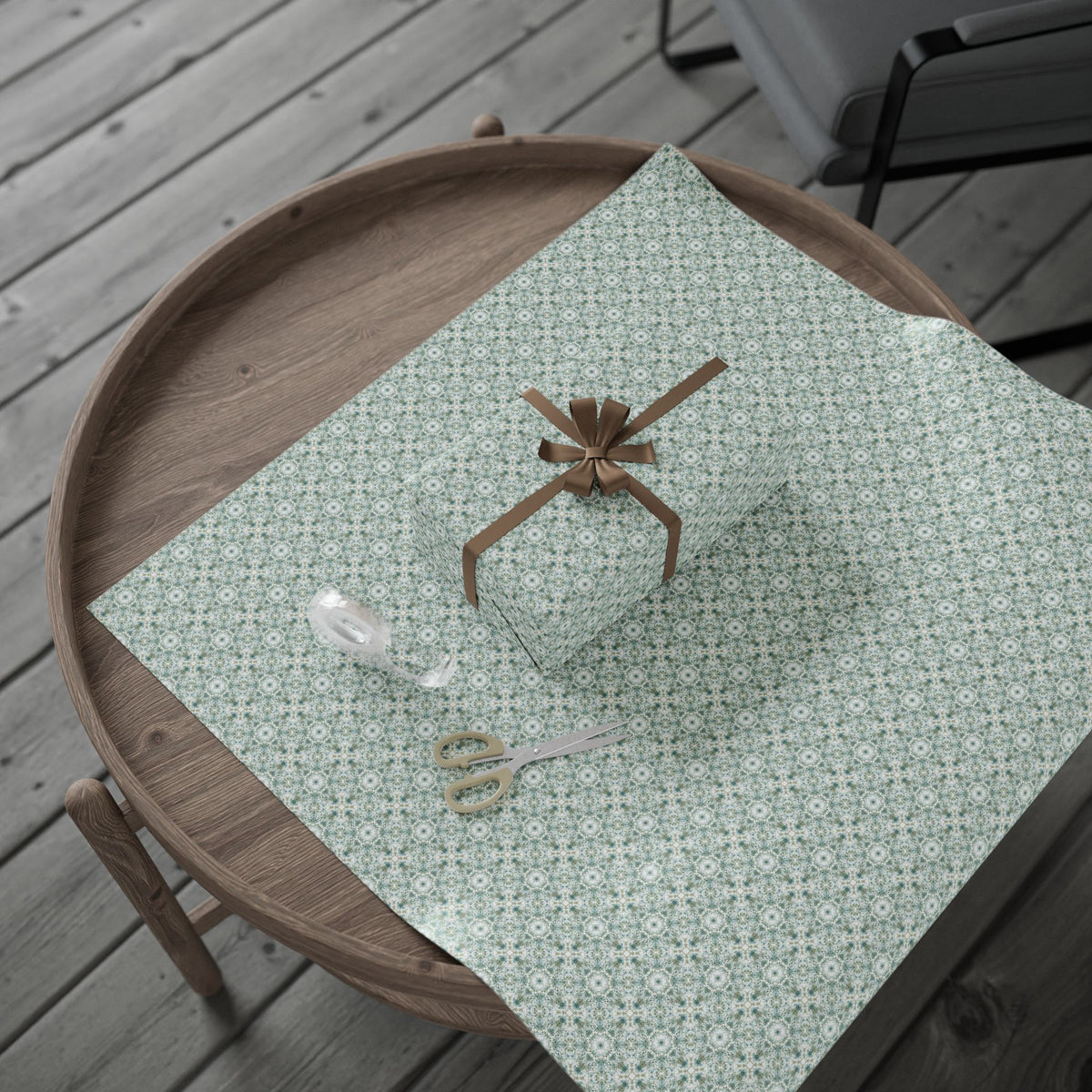Sage Green Cream Watercolor Floral Wrapping Paper, Gift Wrap