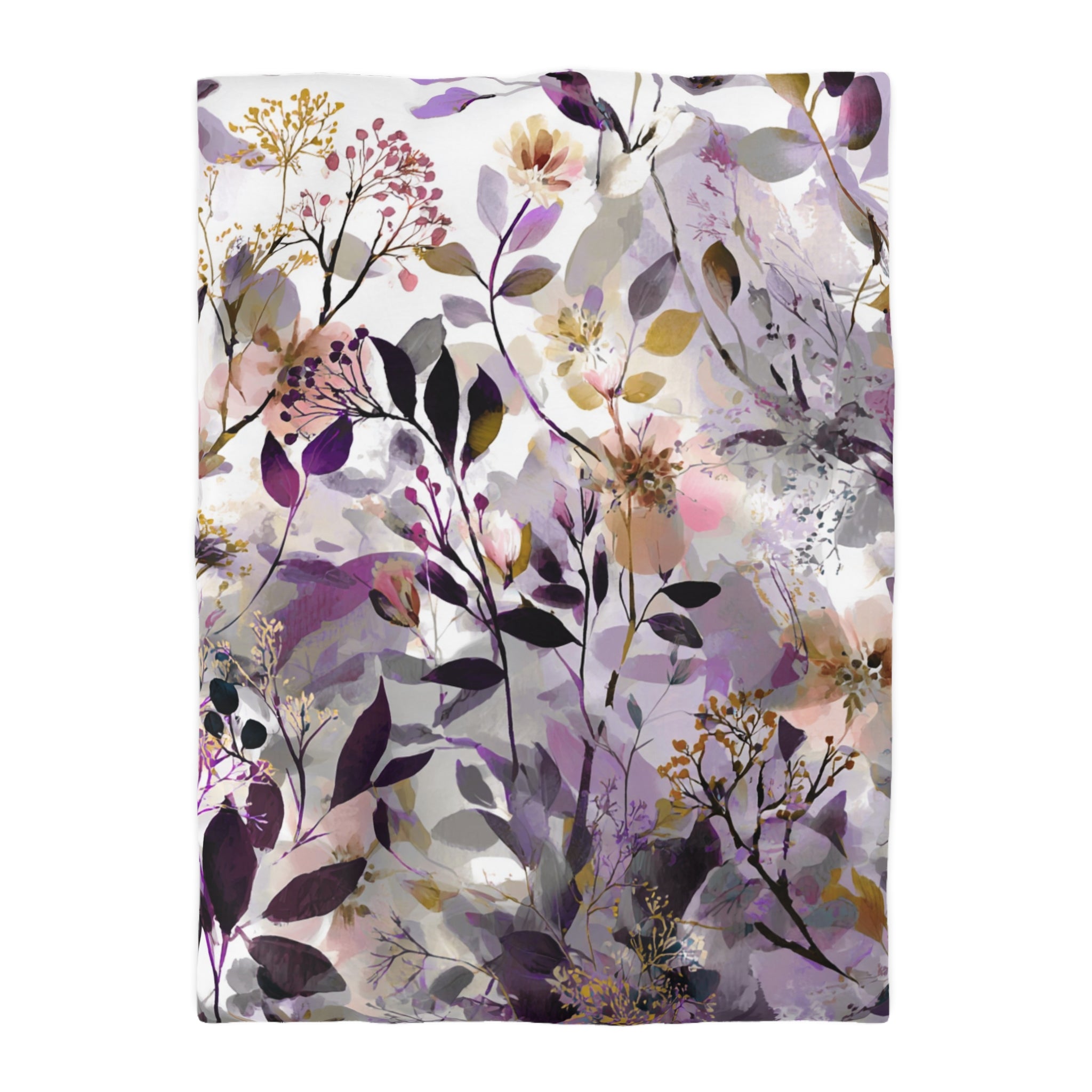 Floral Duvet, Pillow Cover | Purple Beige Bedroom Decor