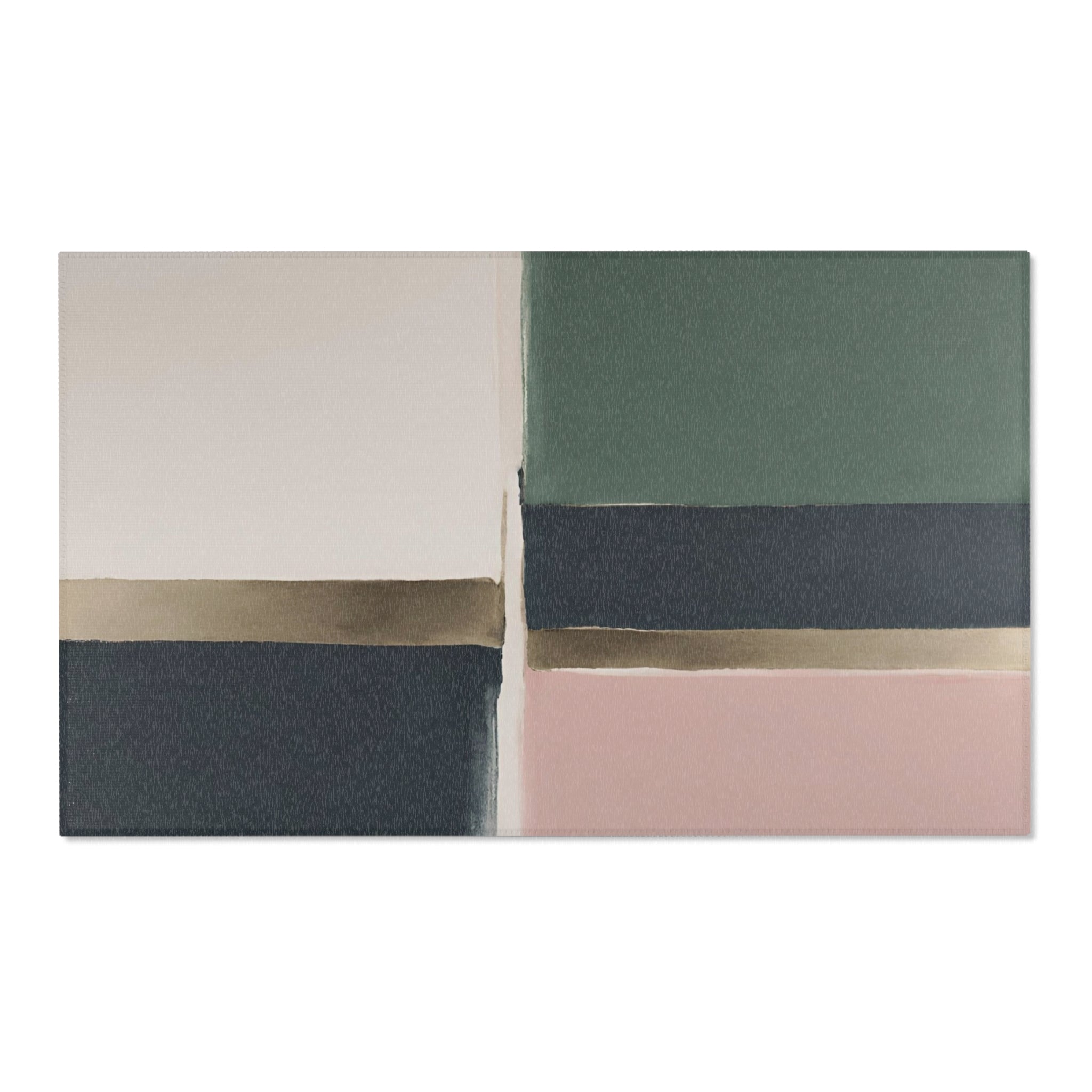 Abstract Large Area Rug | Modern Rug, Muted Sage Green, Pink, Dark Grey