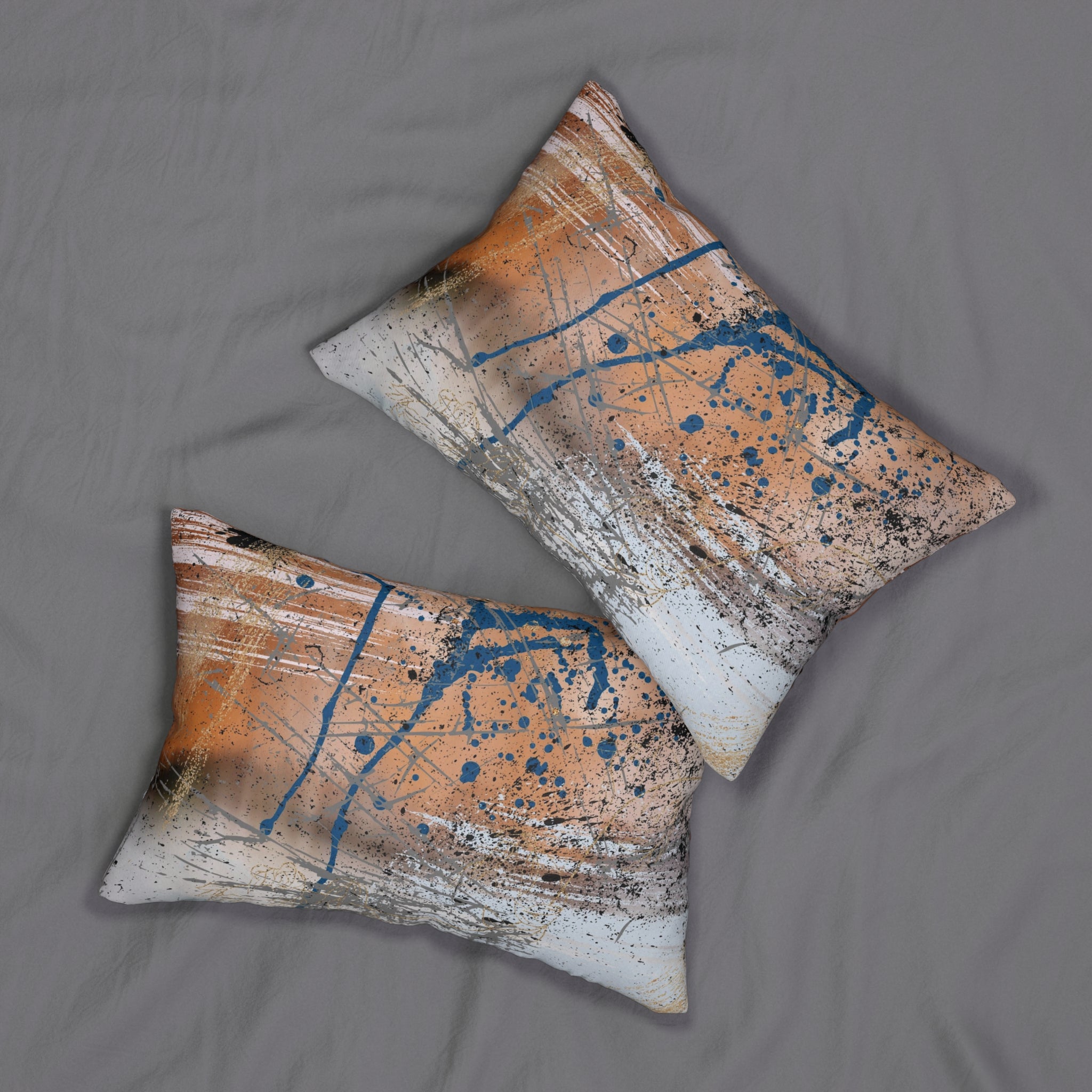 Abstract Lumbar Pillow | Orange Brown Blue