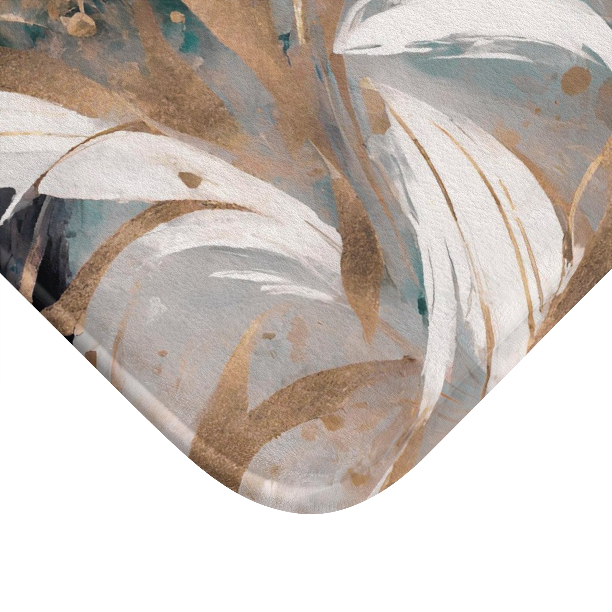 Boho Abstract Bath, Kitchen Floor Mat | Sage Green Muted Gold, Beige