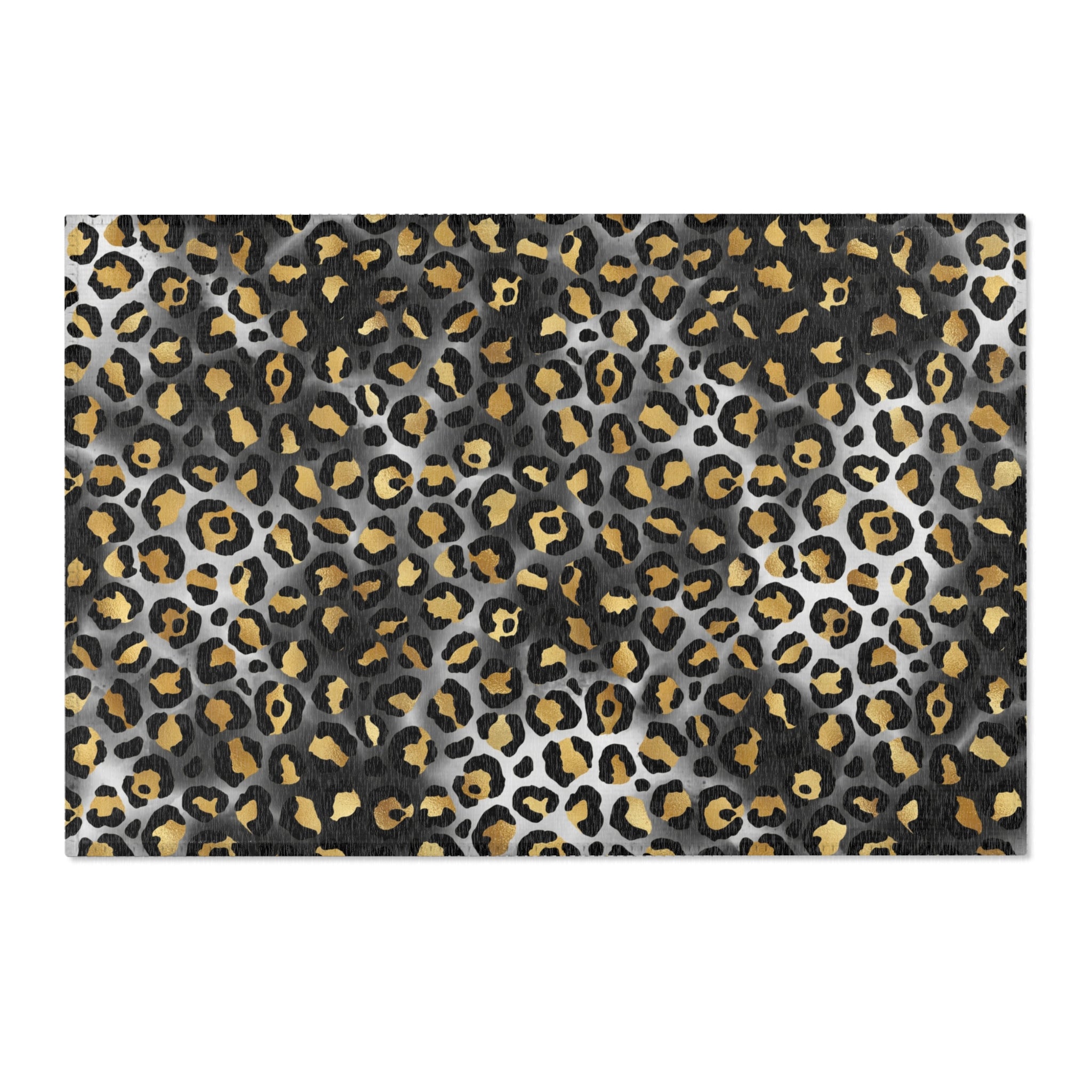 Large Area Rug | Gold Beige, Black Ombre Animal Print