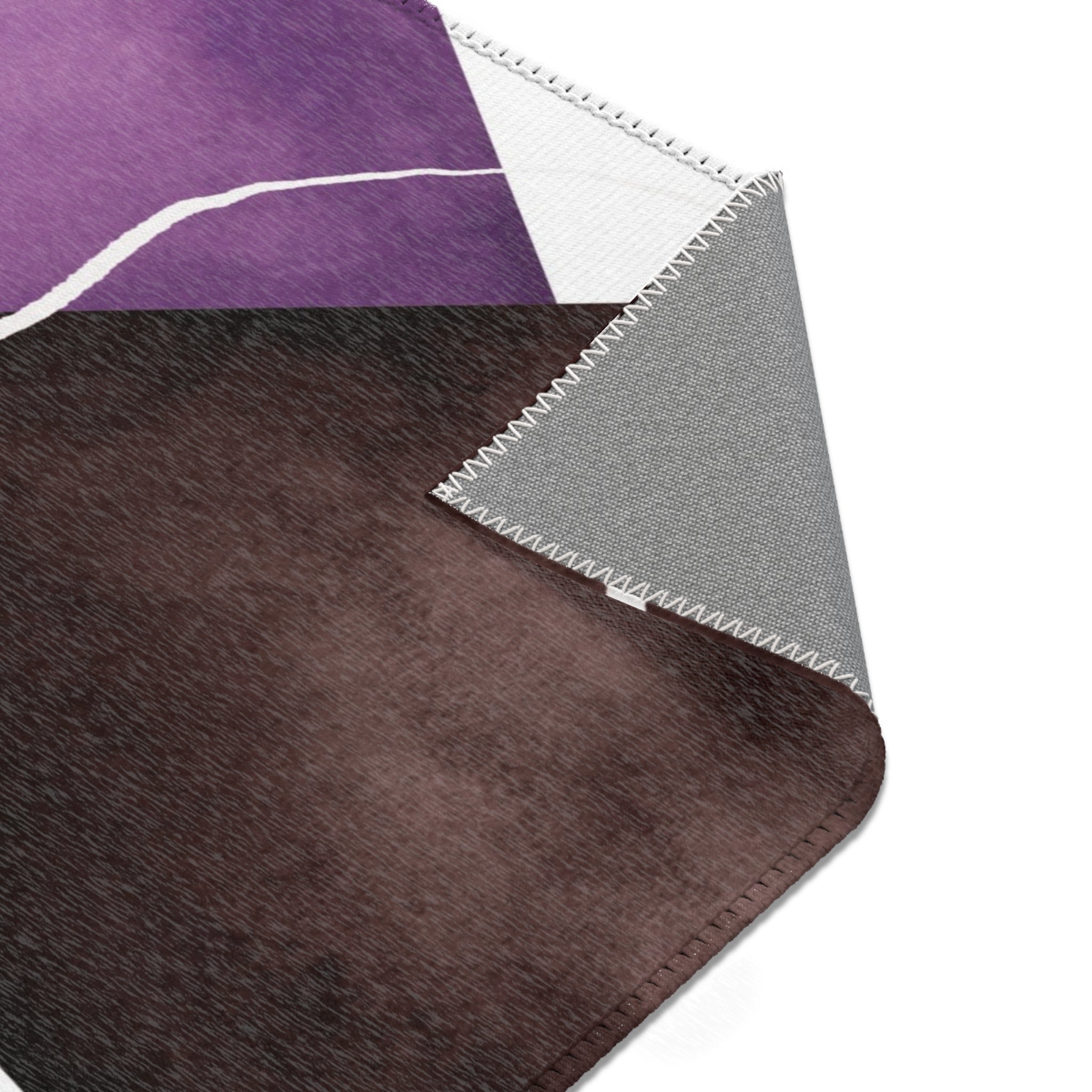 Abstract Area Rug | Geometric Watercolor, Brown Purple Lavender White