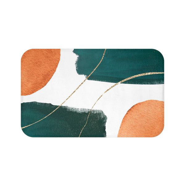 Abstract Bath Mat | Green Orange White