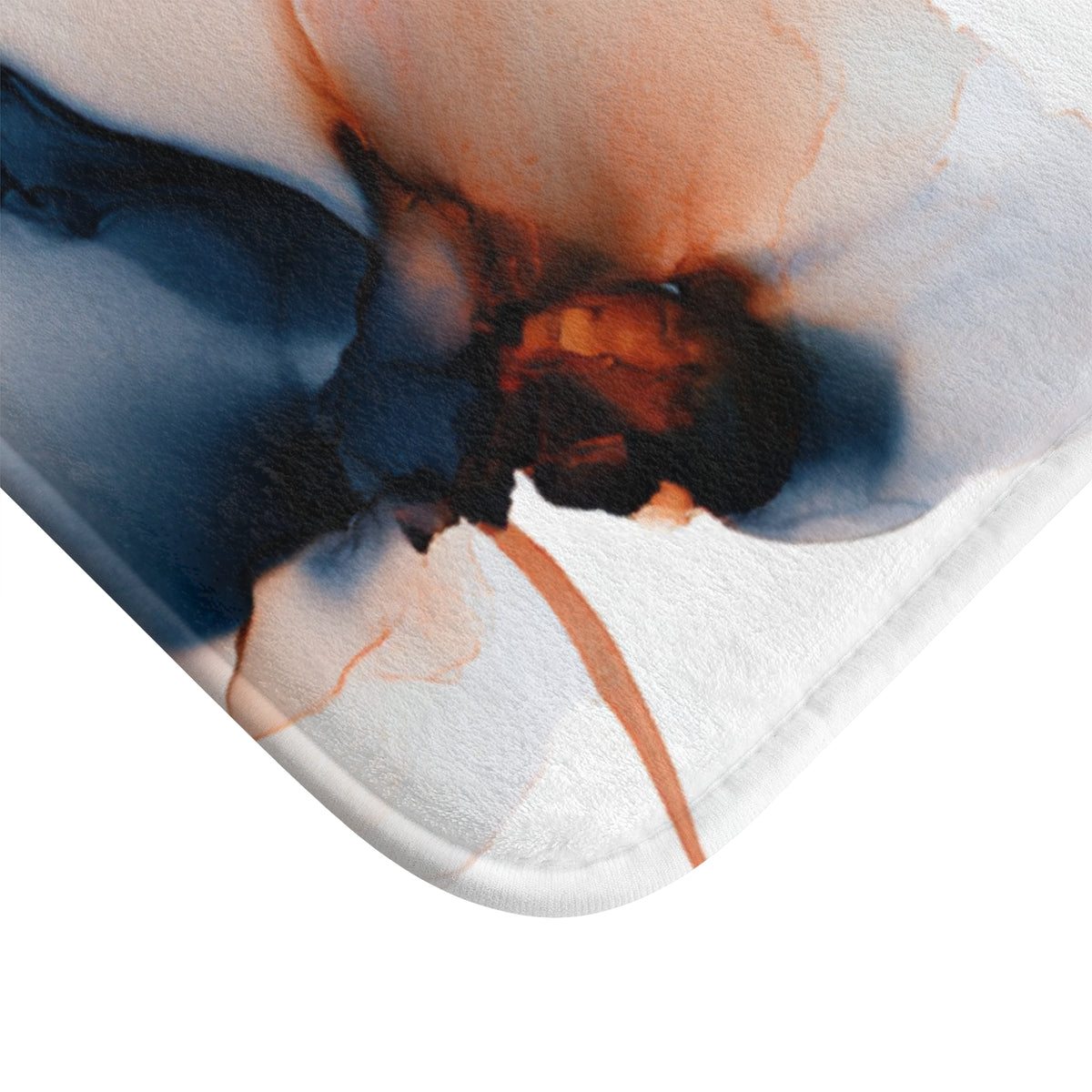 an abstract painting with a mix of blue, orange, and white colors.