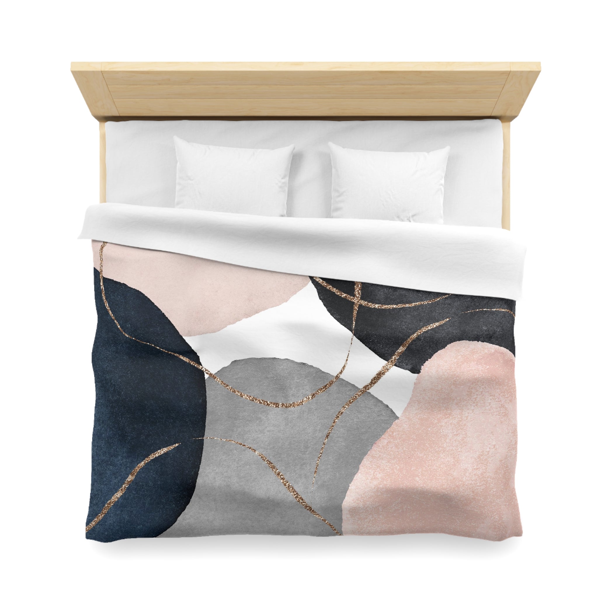 Abstract Duvet Cover | Grey, Blush Pink, Navy Blue White