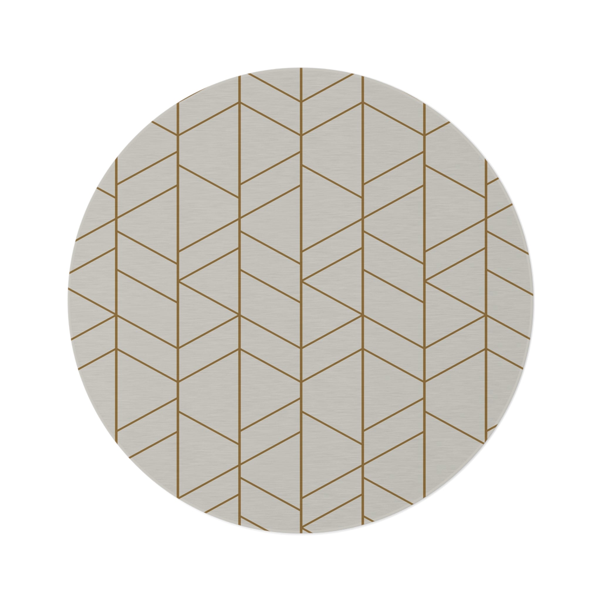 Round Area Rug | Grey Beige Geometric