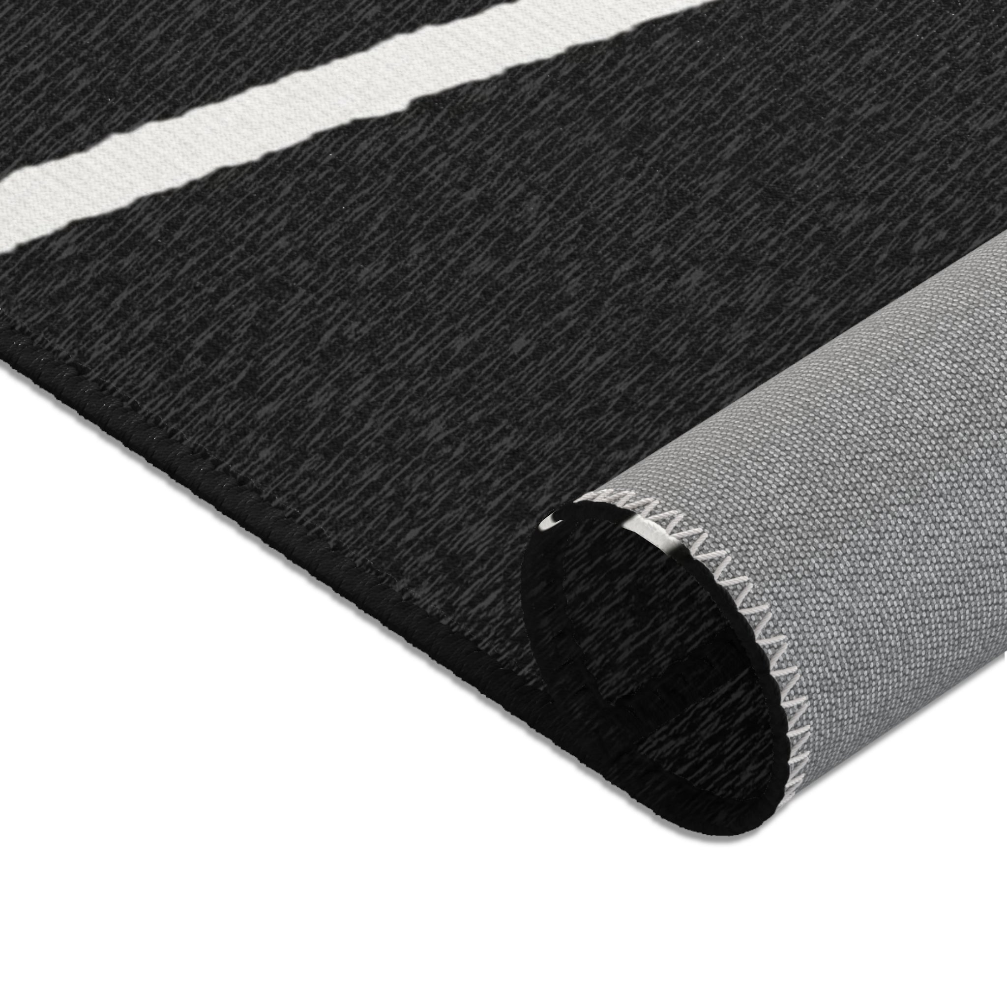 Abstract Ombre Area Rug | Black White Rustic Rug