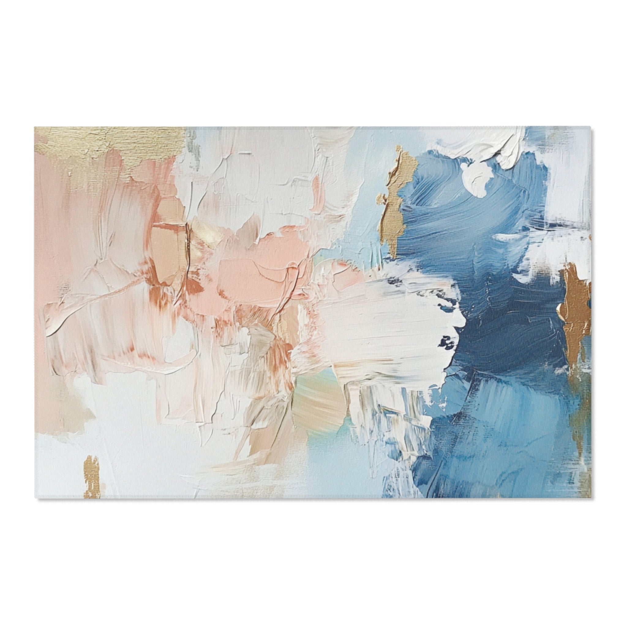 Abstract Area Rug | Blue White Blush Ombre Artsy Rug