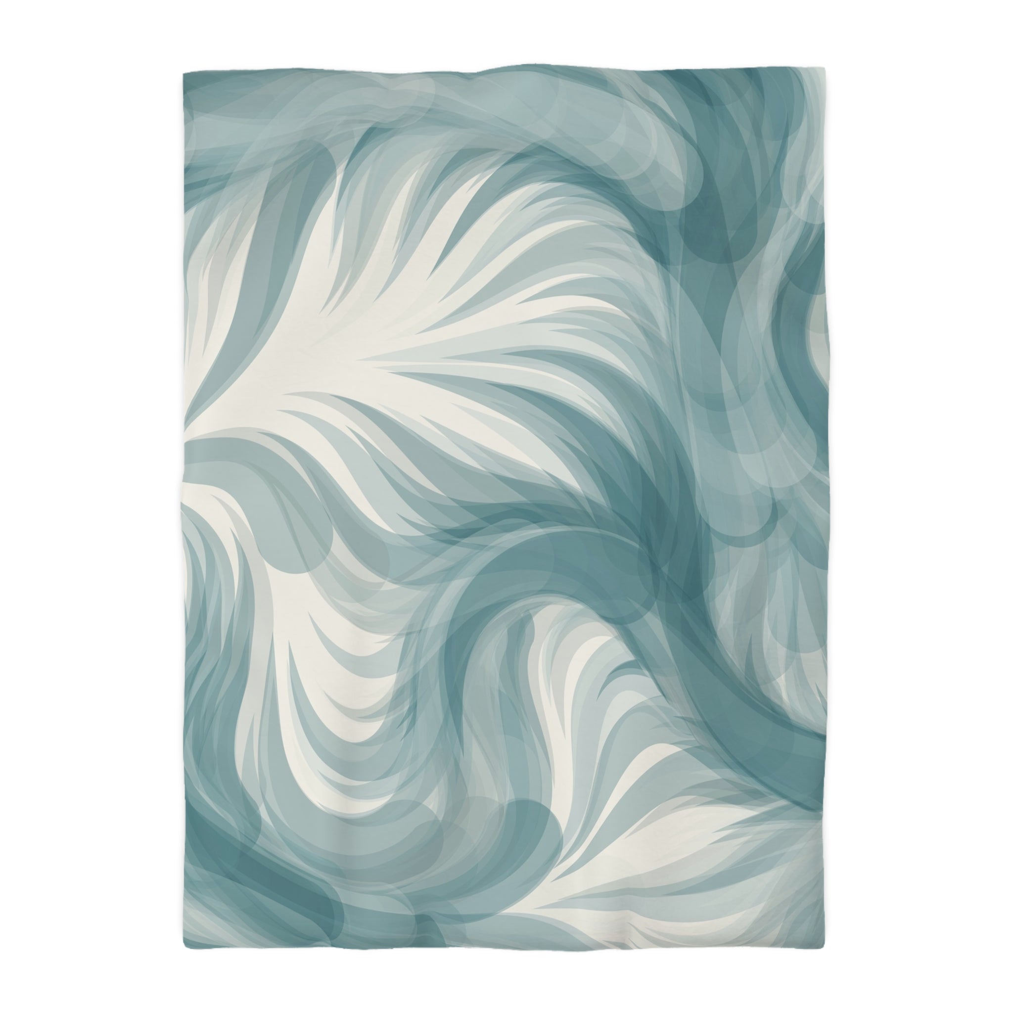 a square-shaped abstract design with a swirling pattern of blue and white colors.
