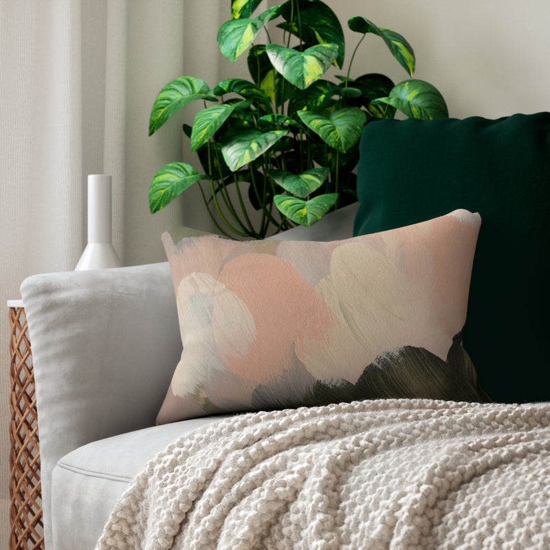 Abstract Lumbar Pillow | Blush, Dark Olive Green