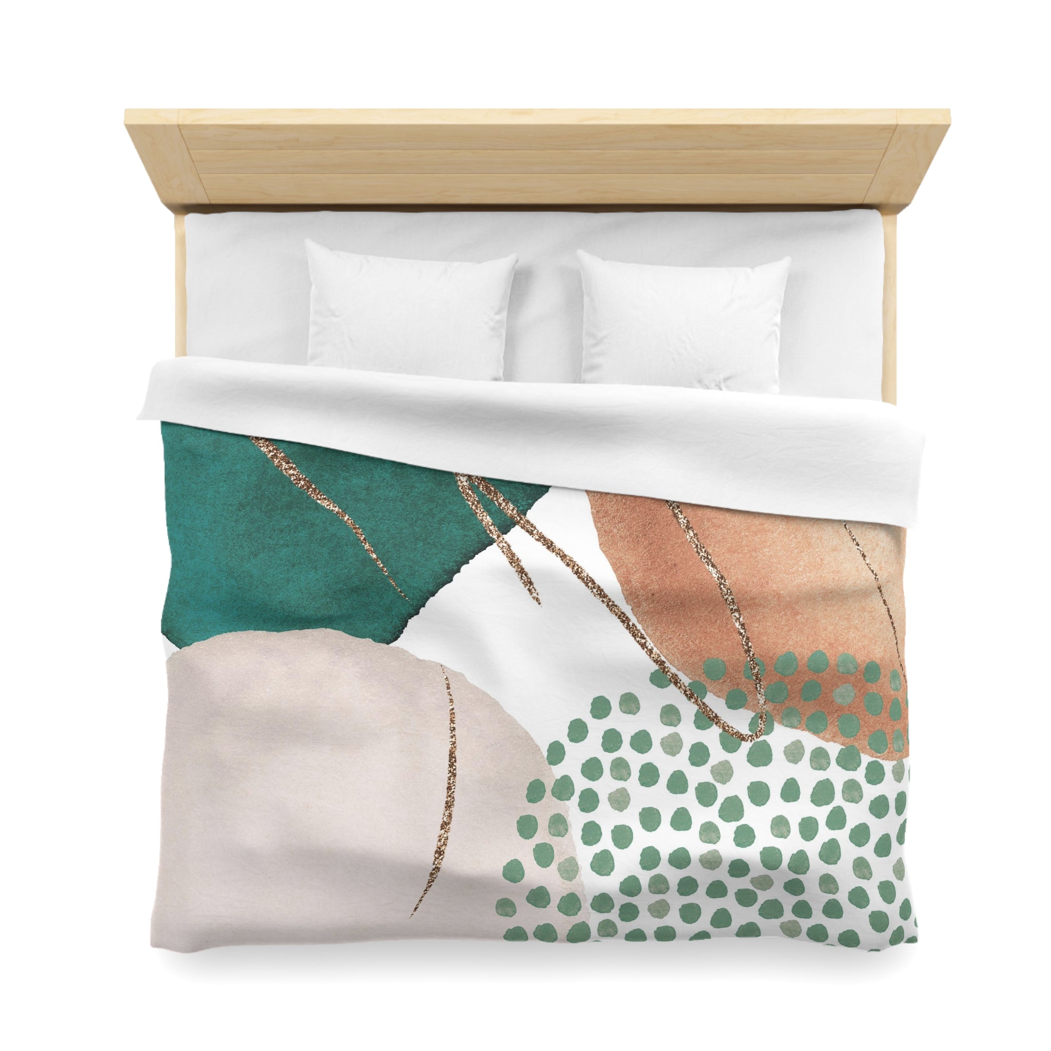 Abstract Duvet Cover | Green, Beige Blush