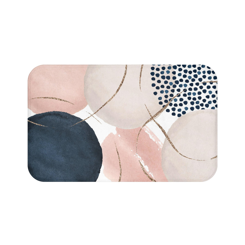 Abstract Bath Mat | Watercolor Navy Blue, Blush Pink