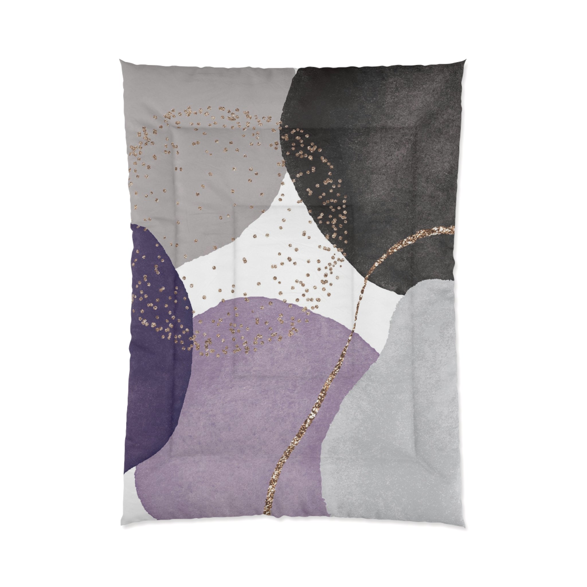 Abstract Bedding Comforter | Modern Black Lavender Purple, Grey Bathroom