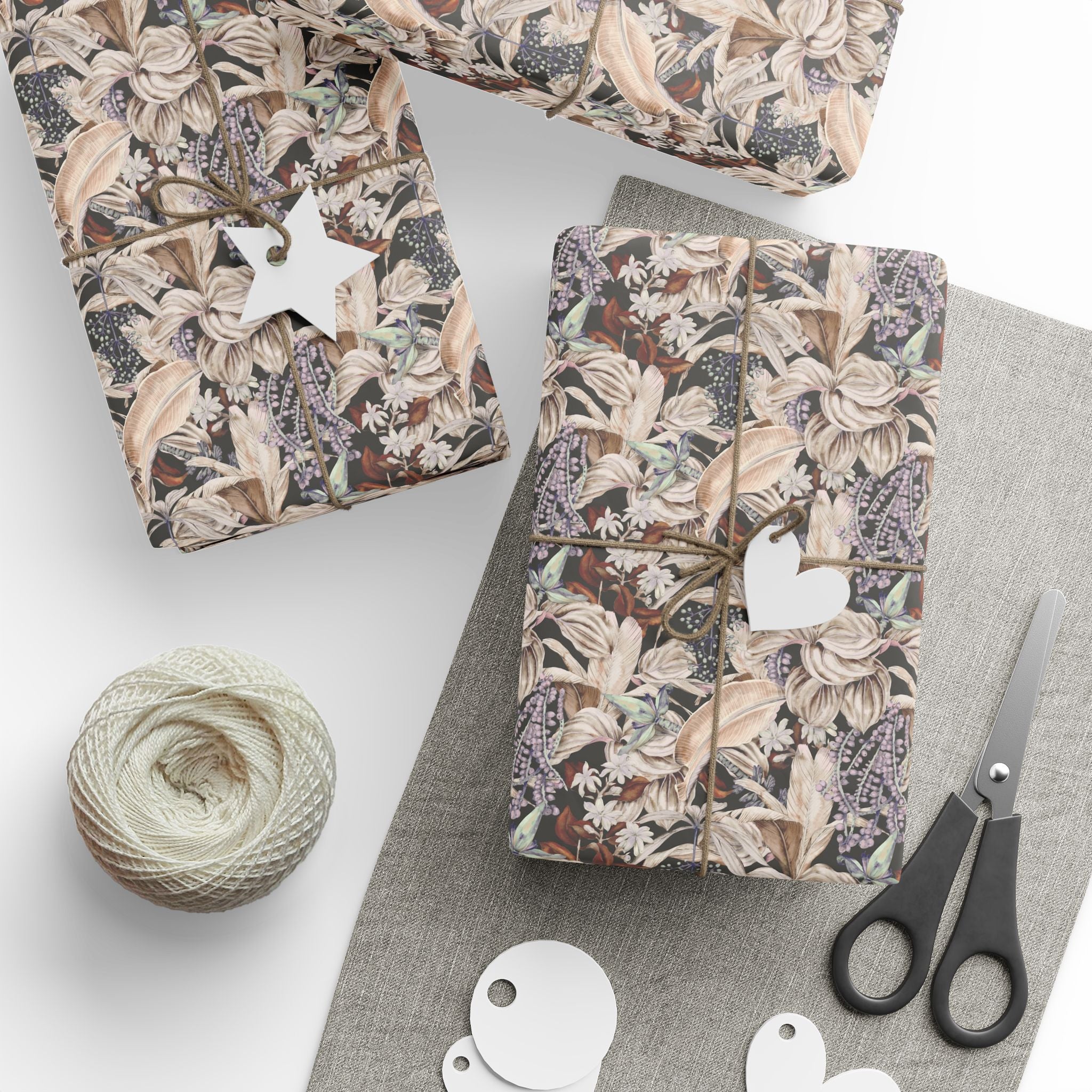 Floral Wrapping Papers, Moody Jungle Botanical Gift Wrapping for the Holidays, Birthdays