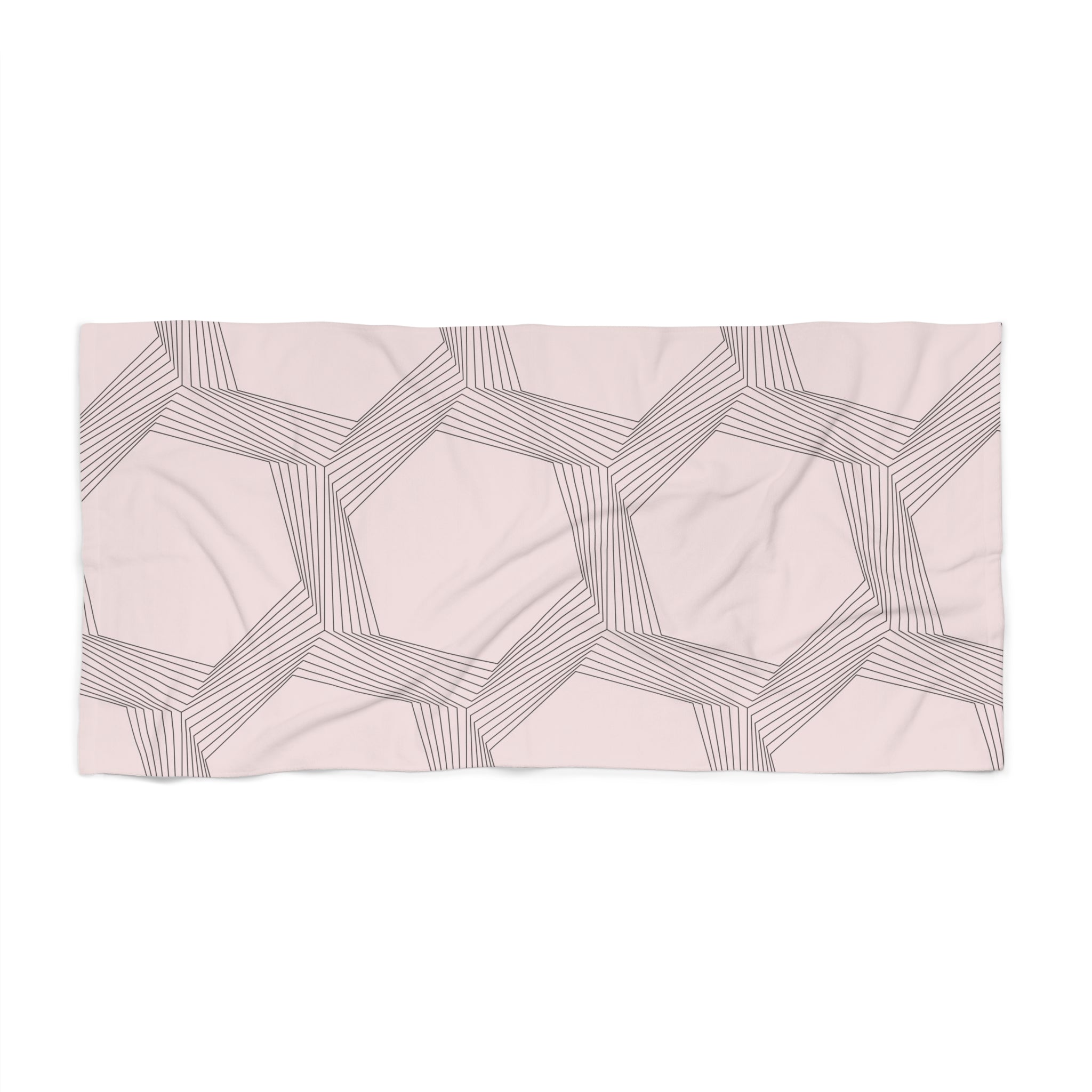 Art Deco Bath, Beach Towel | Blush Pink, Gray Minimalist Geometric