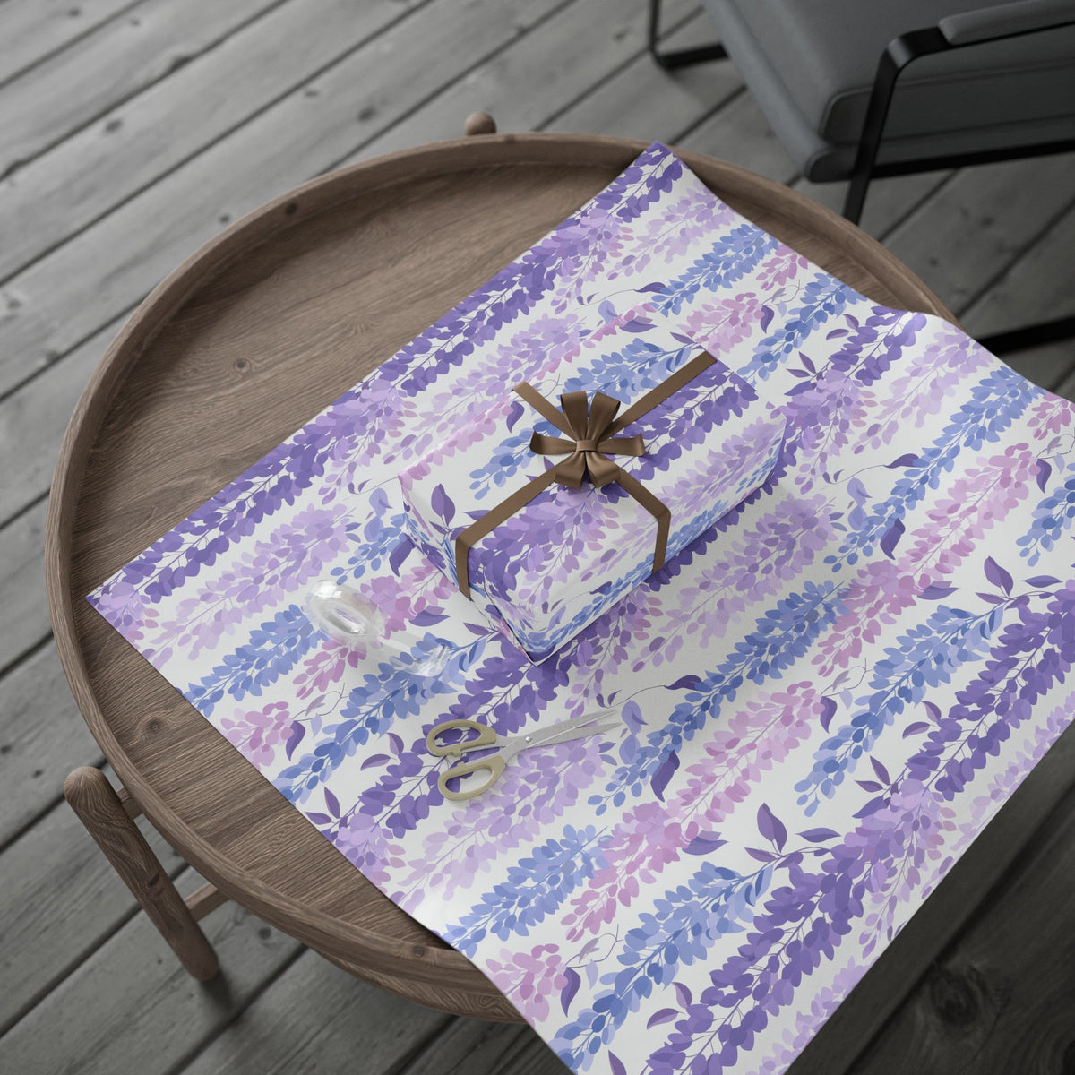 Lavender Wisteria Floral Wrapping Paper, Purple Gift Wrap