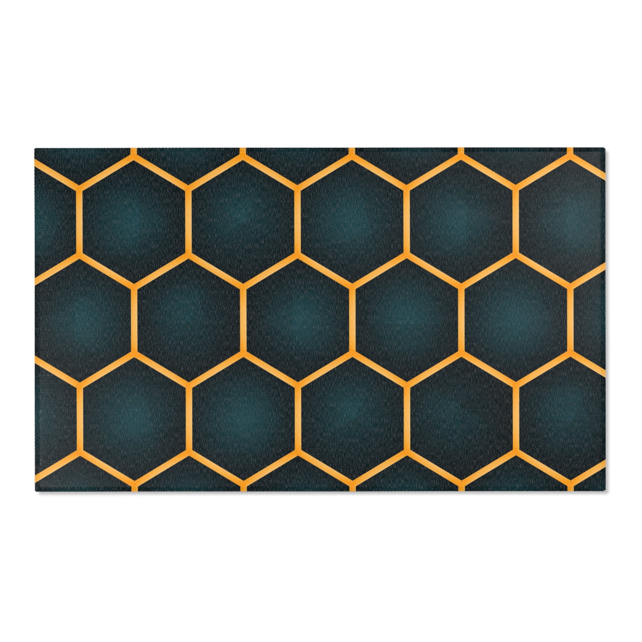 Art Deco Boho Area Rug | Fade Navy Blue, Gold Geometric Minimalist