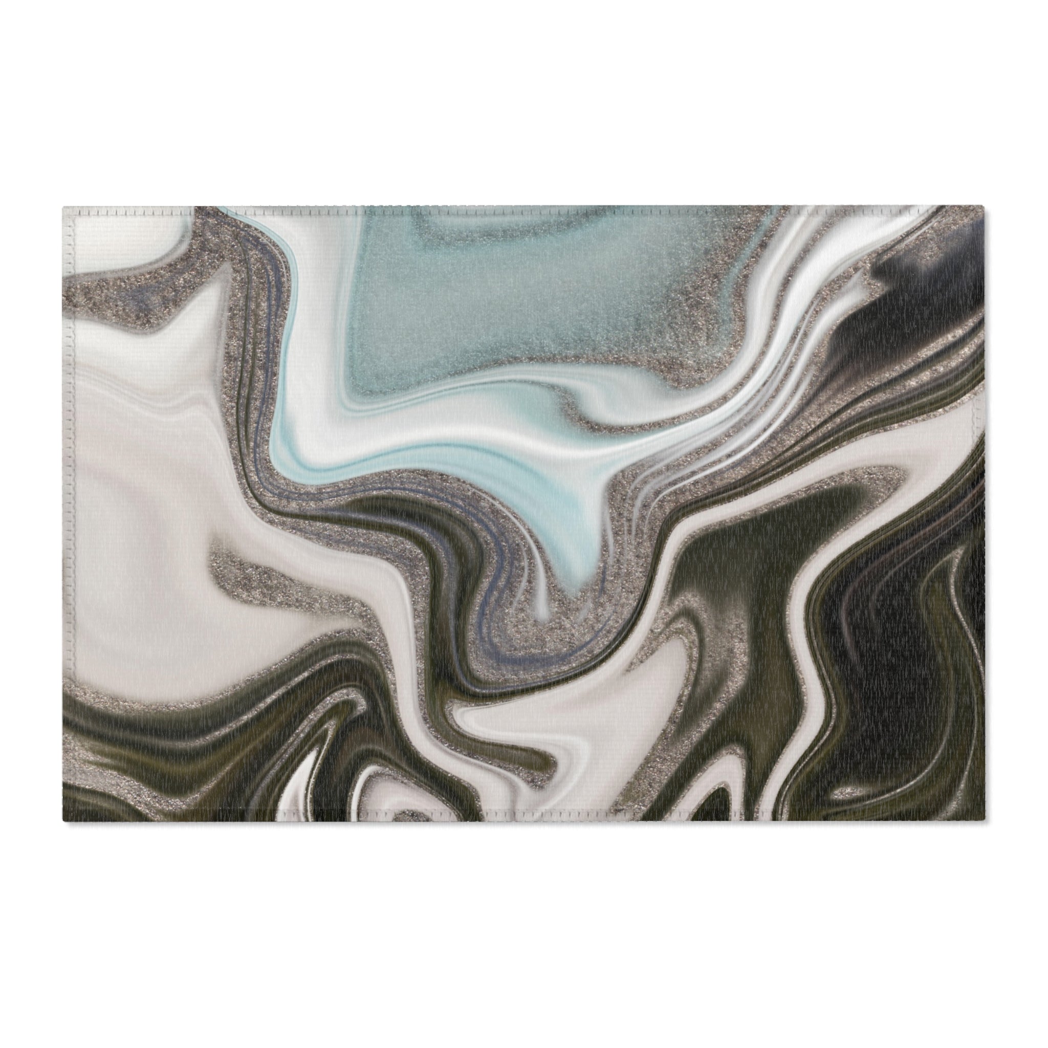 Abstract Boho Area Rug | Grey Beige, Pale Blue Rug