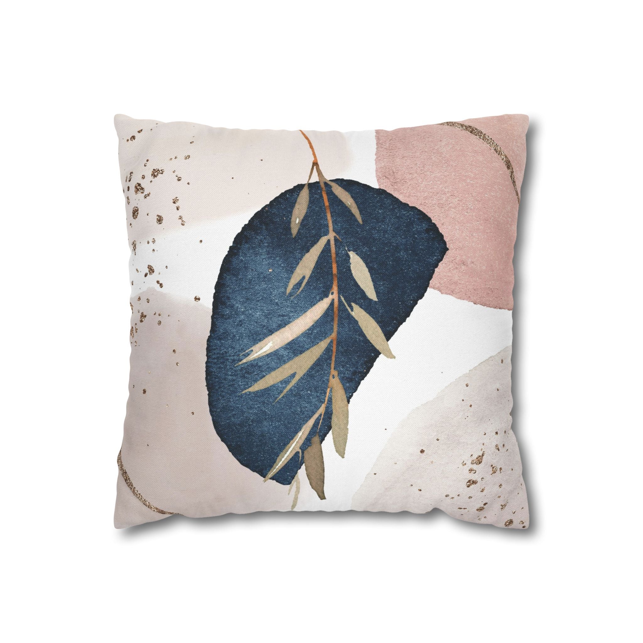 Abstract Pillow Cover | Navy Blue, White Beige Pillowcase