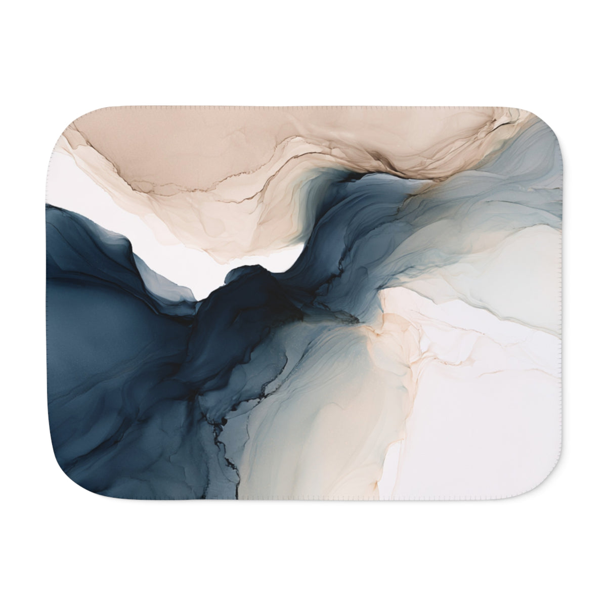 a white and blue abstract painting on a white background