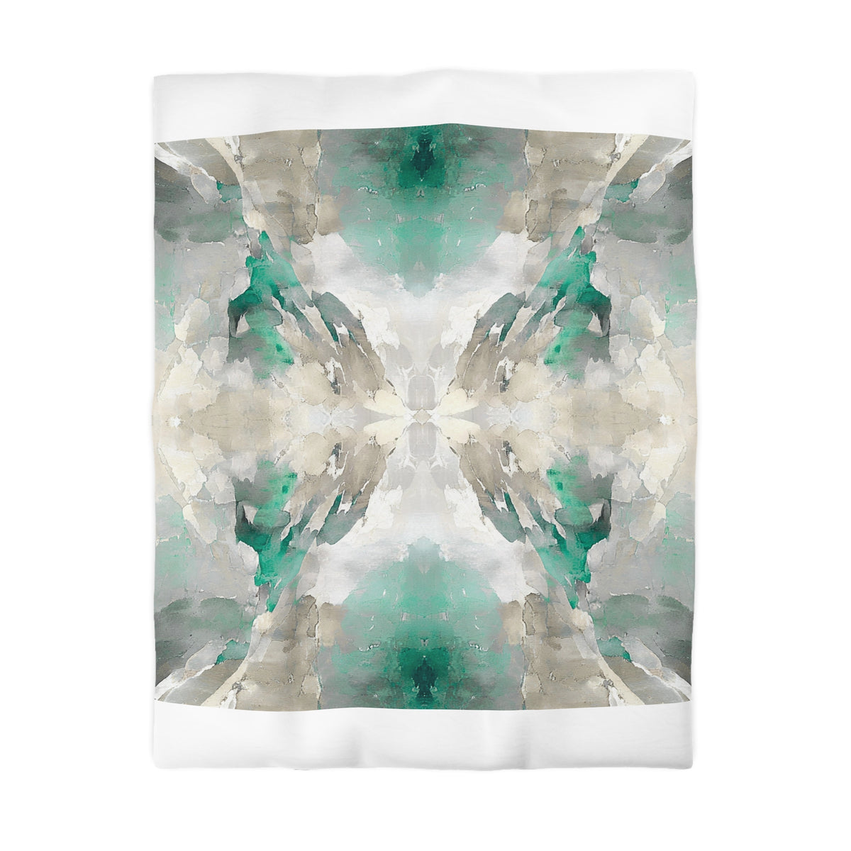 The image is a square-shaped abstract artwork with a vibrant mix of green, gray, and white colors. The artwork appears to be a collage of multiple images, creating a visually striking and dynamic composition.