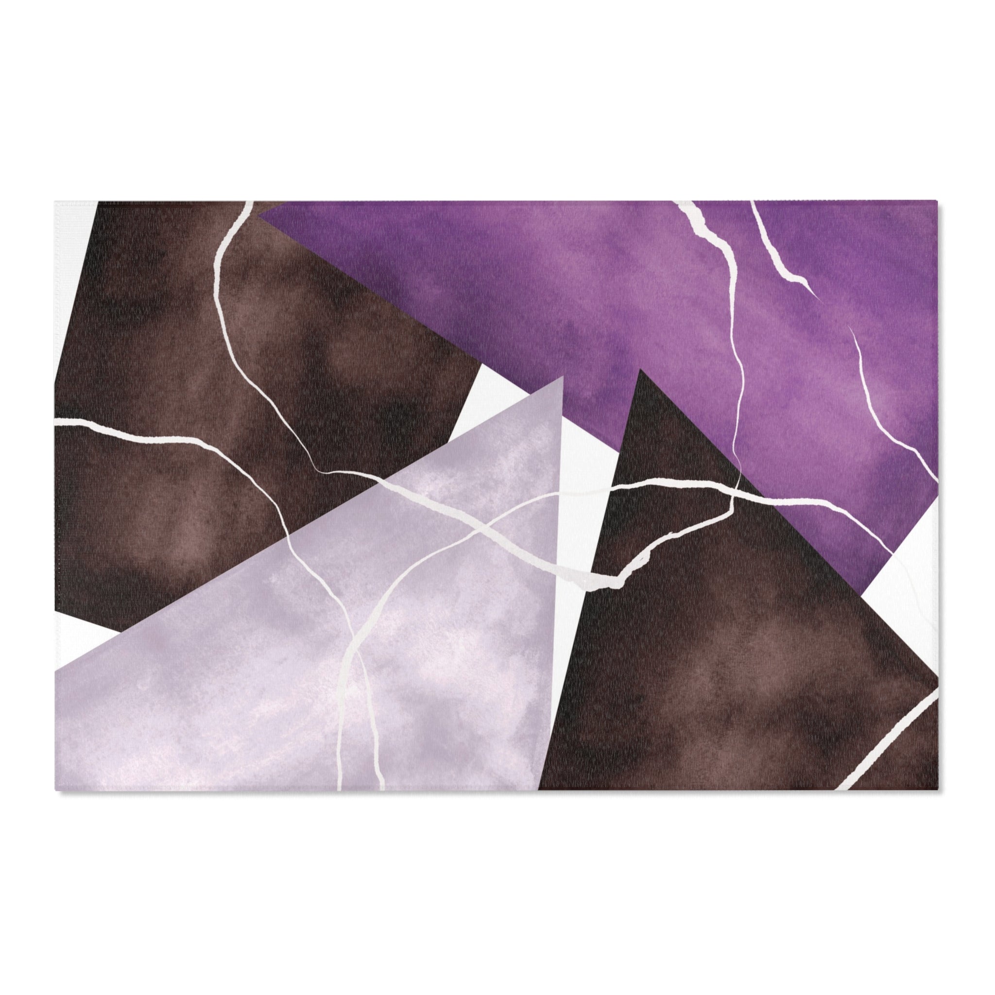 Abstract Area Rug | Geometric Watercolor, Brown Purple Lavender White