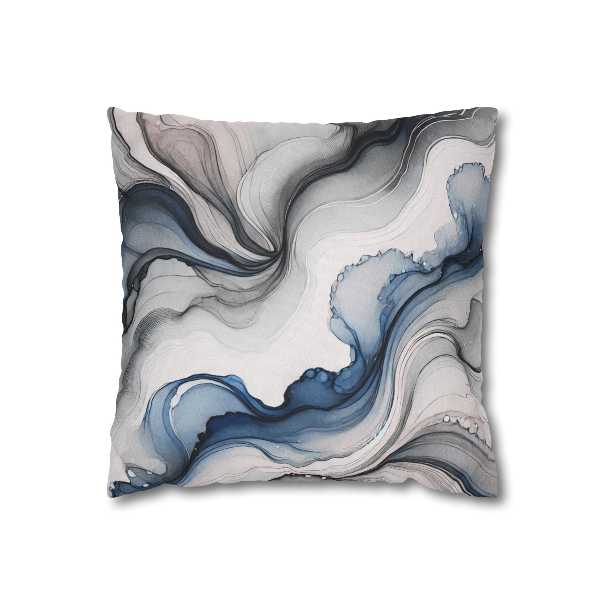 Abstract Pillow Cover | Navy Blue White Watercolor Pillowcase