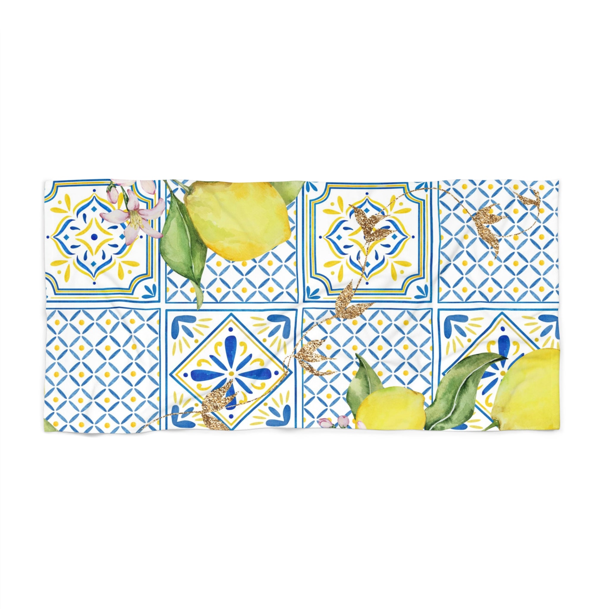 Bath Beach Towel | Boho Floral, Amalfi Lemon, Blue Yellow Tiles