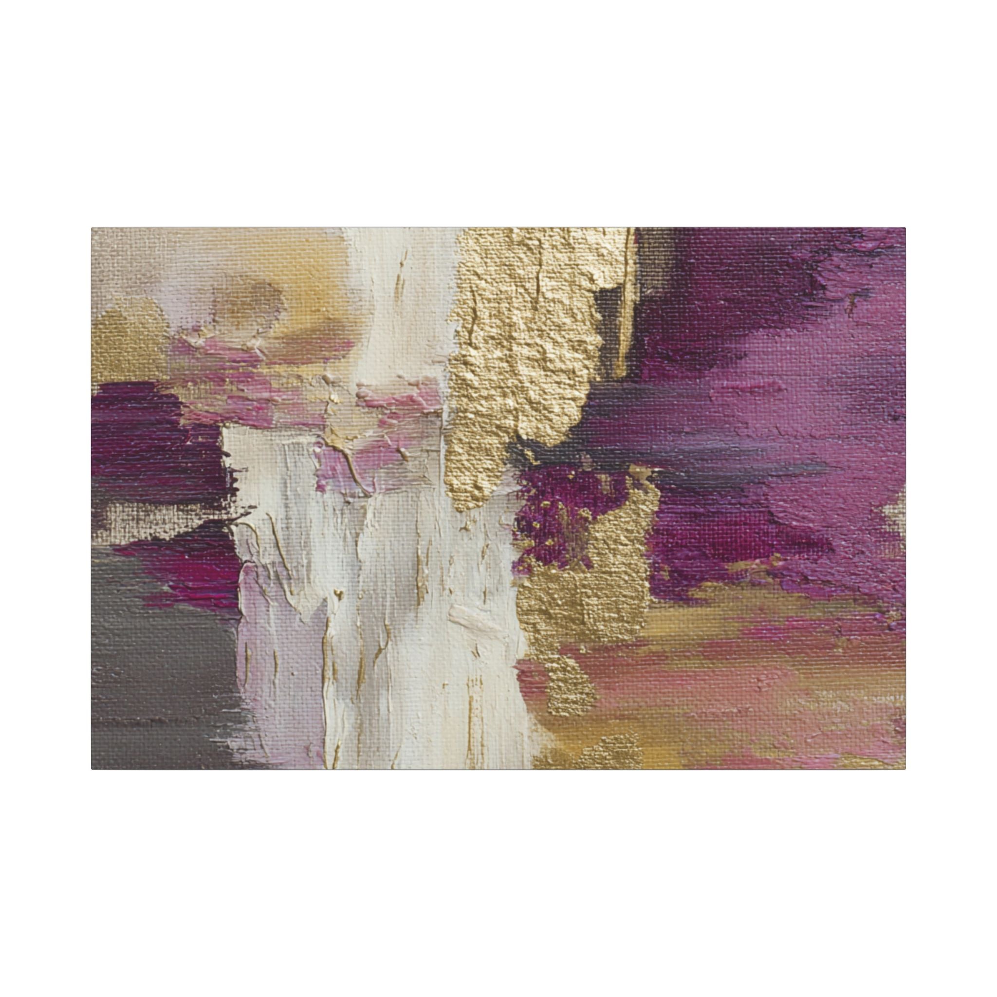 Purple & Muted Gold Abstract Canvas Wall Art – Modern Luxe Minimalist Painting Print