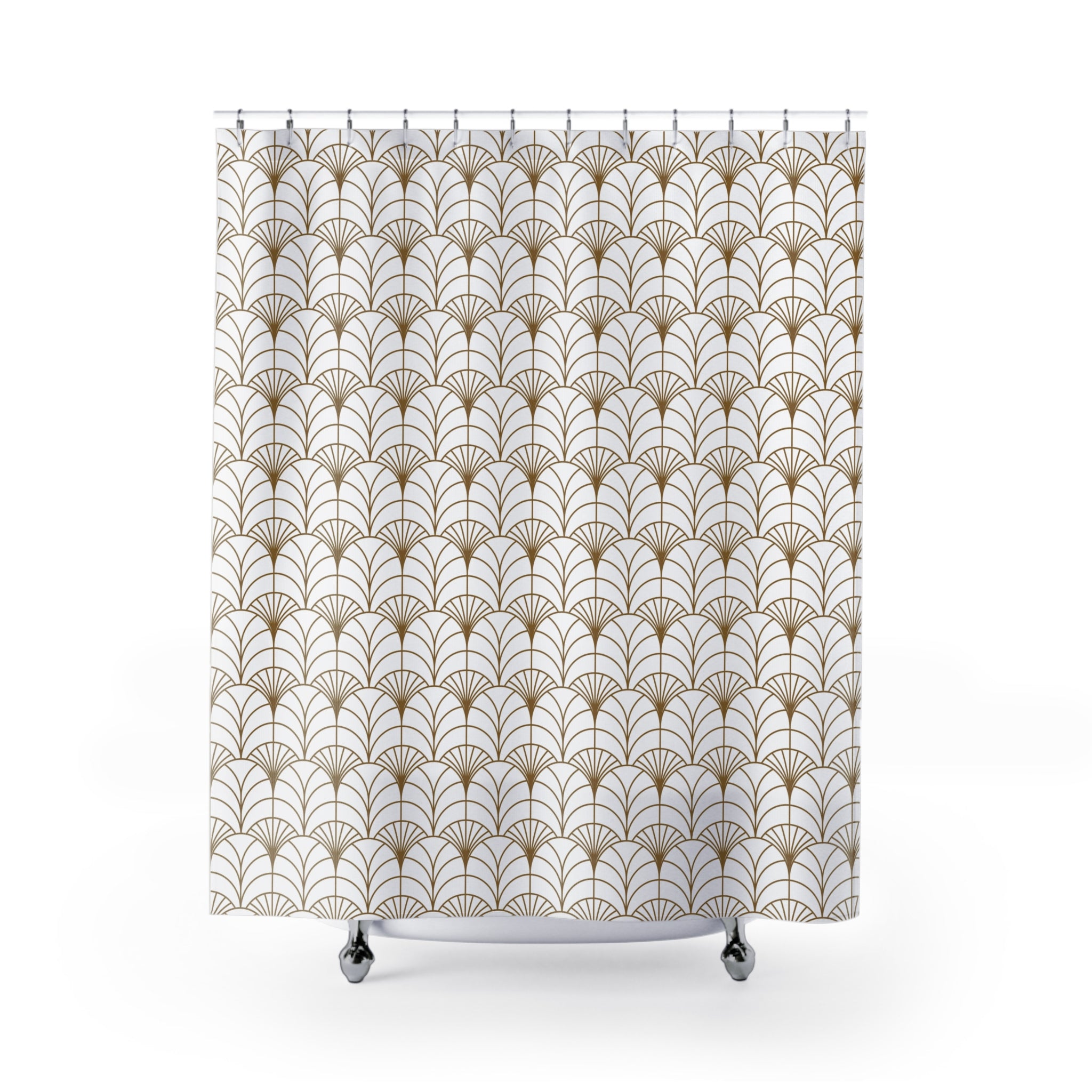 Art Deco Shower Curtain | Beige White Fan, Art Nouveau