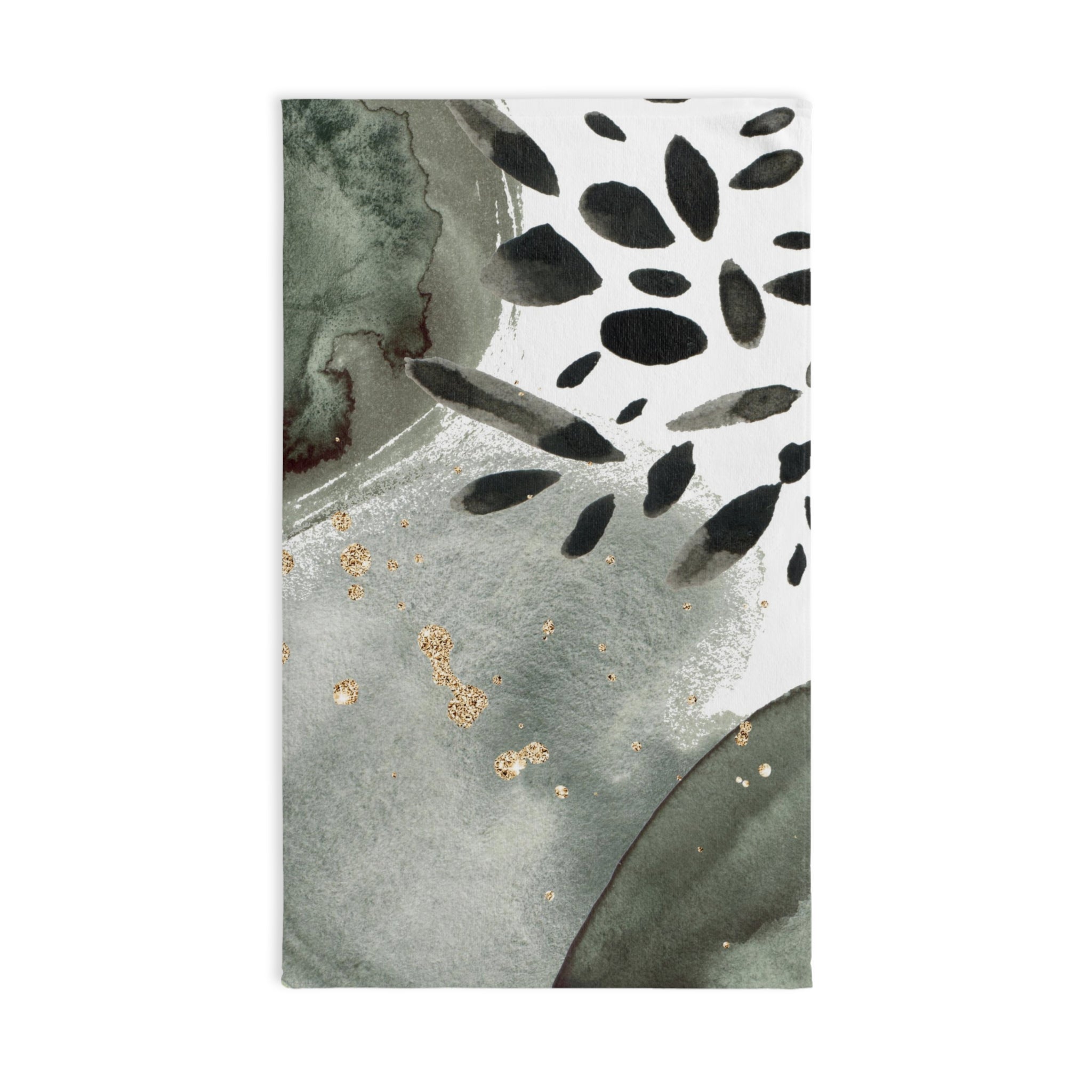 Abstract Boho Kitchen, Bath Hand Towel | White Sage Green Gray