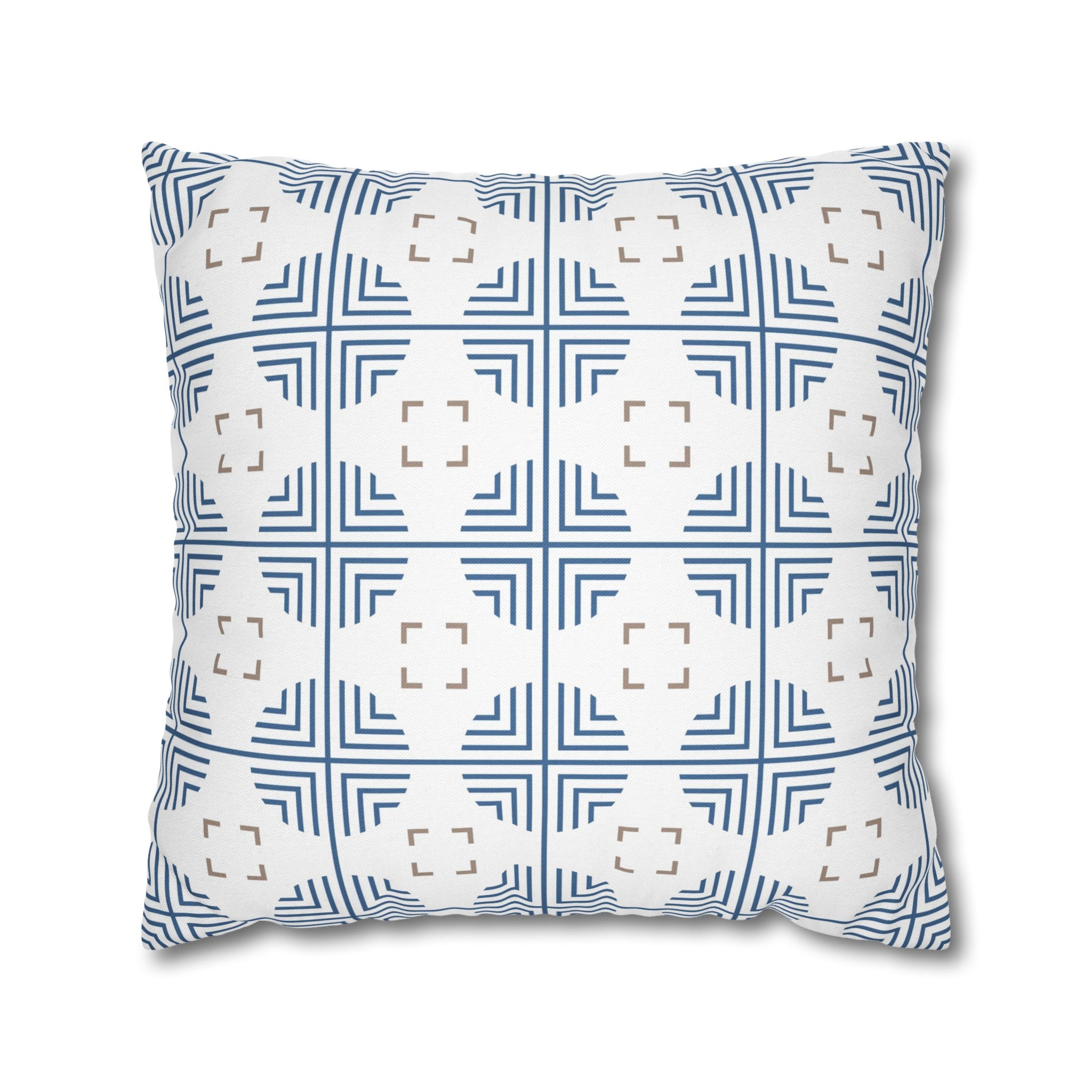 Retro Pillow Cover | Art Deco Blue, White, Beige