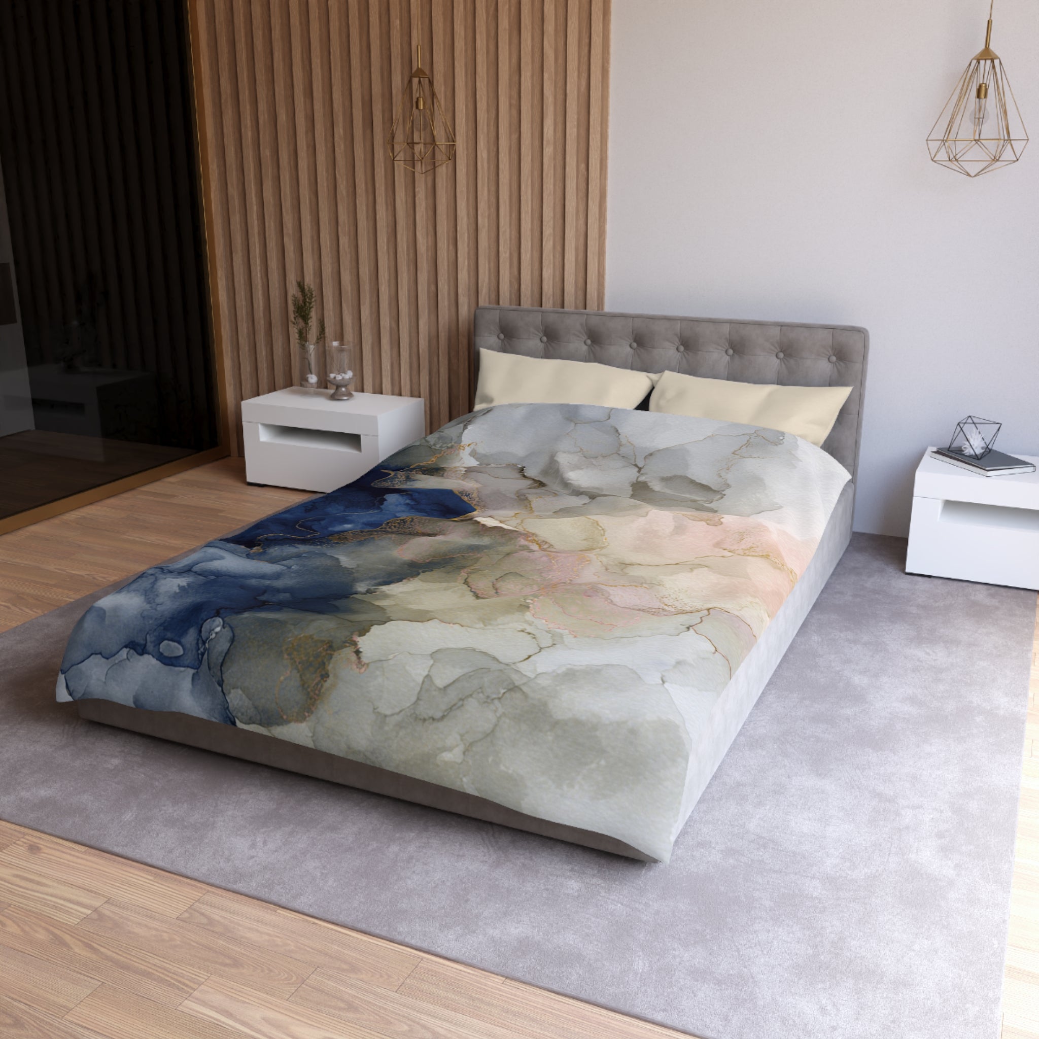 Ombre Duvet, Pillow Cover | Navy Beige Bedroom Decor