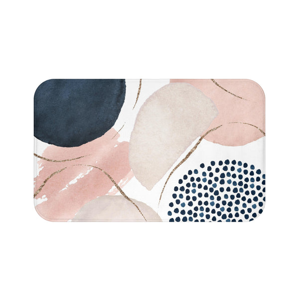 Abstract Bath, Kitchen Mat, Rug | Blush Pink, Beige Ivory, Navy Blue