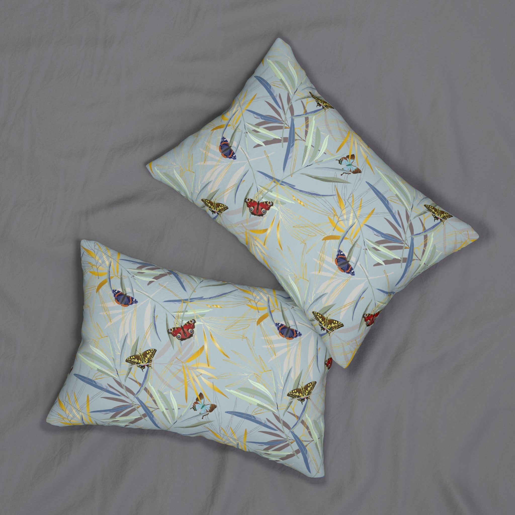 Butterfly Lumbar Pillow | Pale Blue Beige