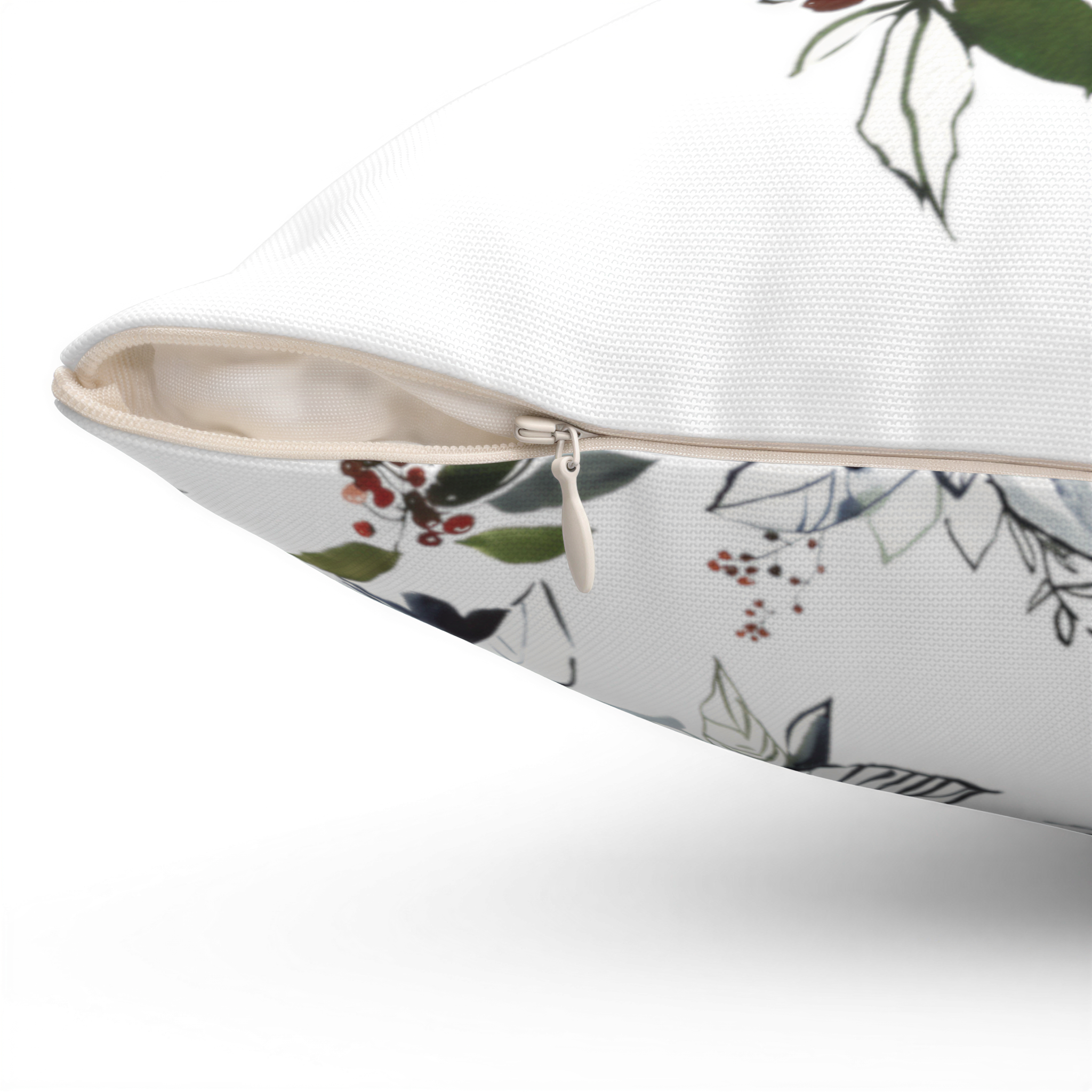 Floral Boho Pillow Cover Navy Blue Red Green White