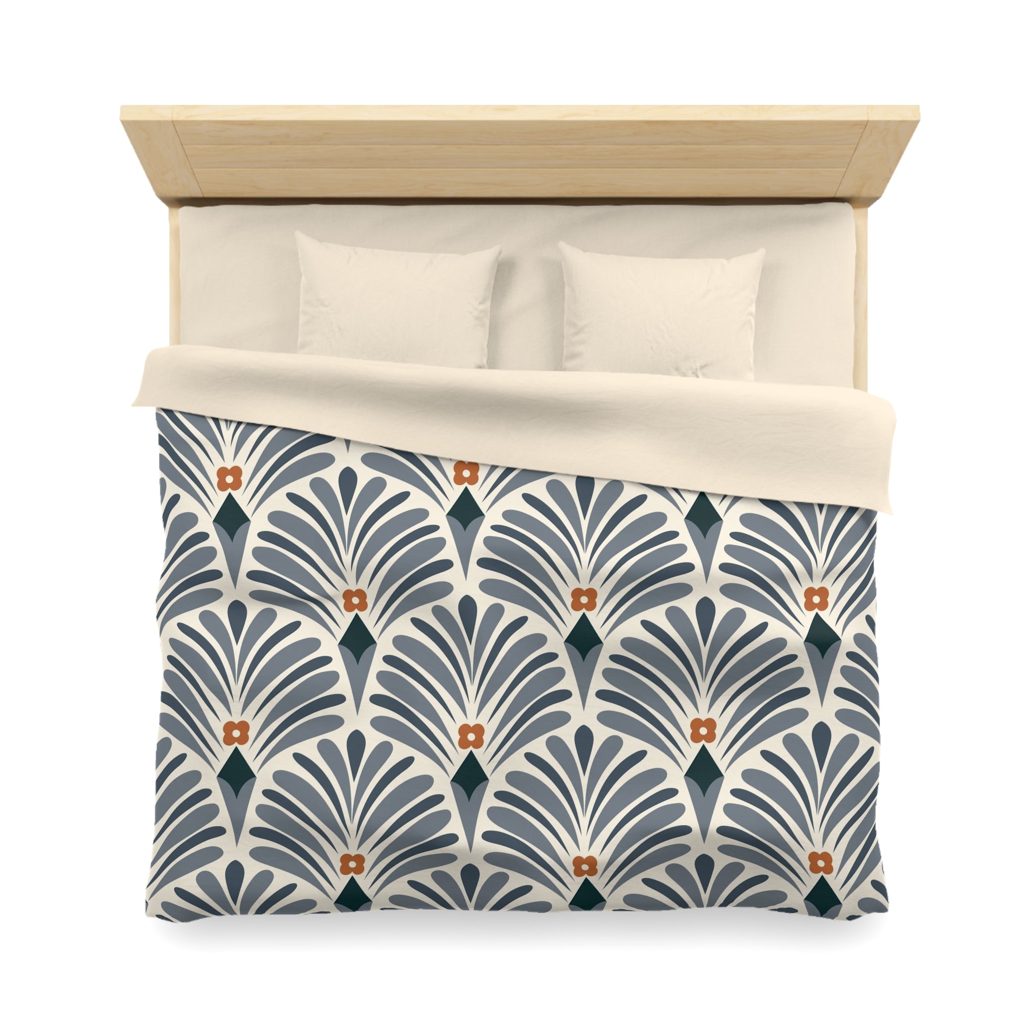 Retro, Art Deco Duvet Cover | Navy Blue, Art Nouveau