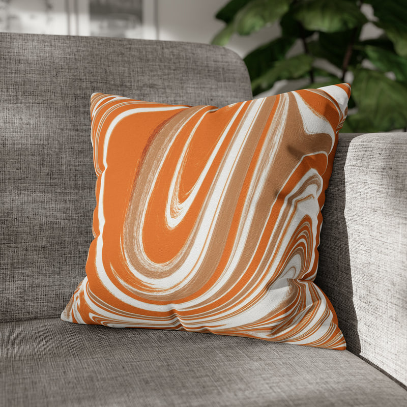 Abstract Pillow Cover | Orange Beige White Retro